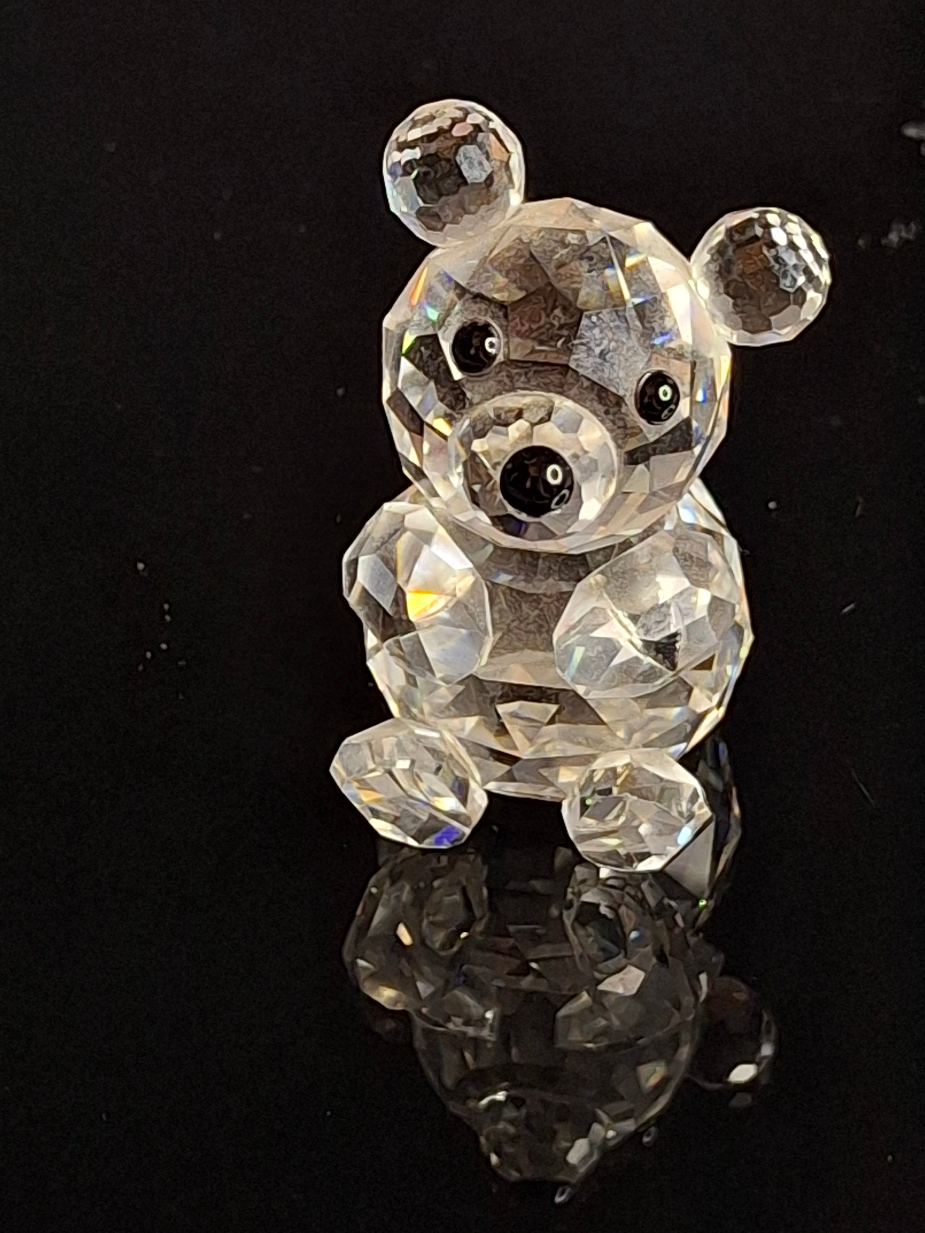 Retired Swarovski Crystal Mini Bear Sitting Figurine 010009 / 7664 046 000 Swan - MINT
