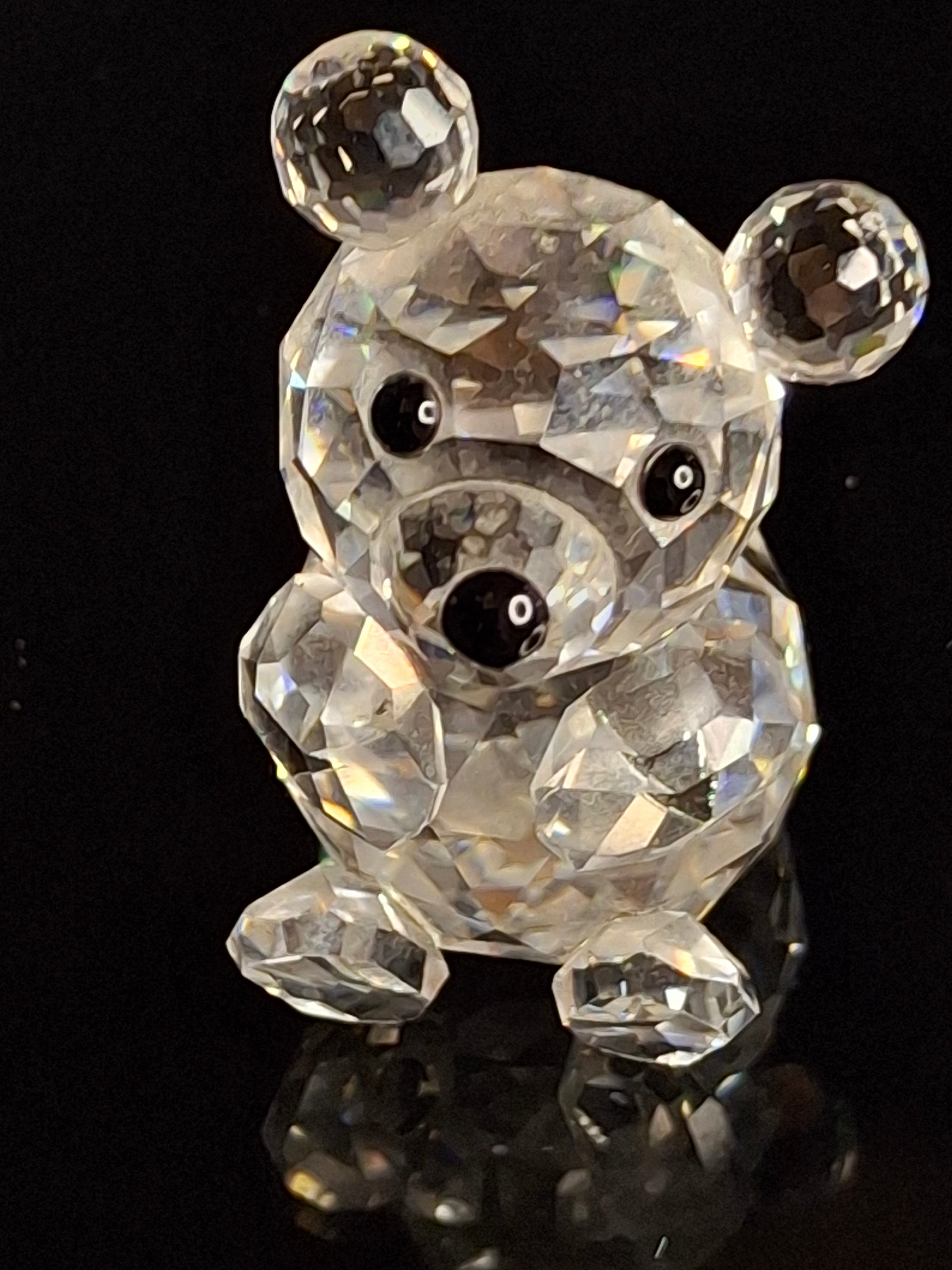 Retired Swarovski Crystal Mini Bear Sitting Figurine 010009 / 7664 046 000 Swan - MINT