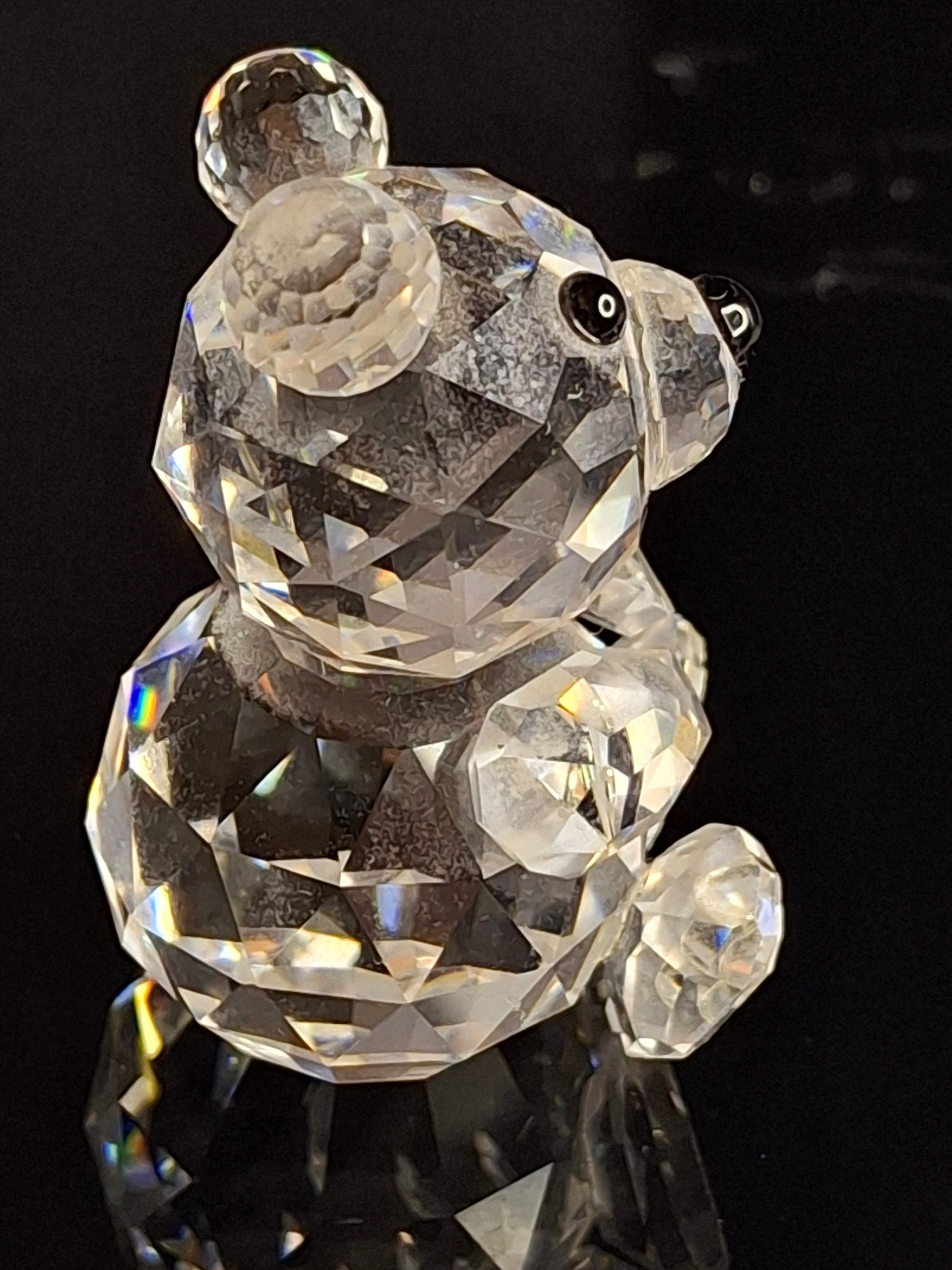 Retired Swarovski Crystal Mini Bear Sitting Figurine 010009 / 7664 046 000 Swan - MINT