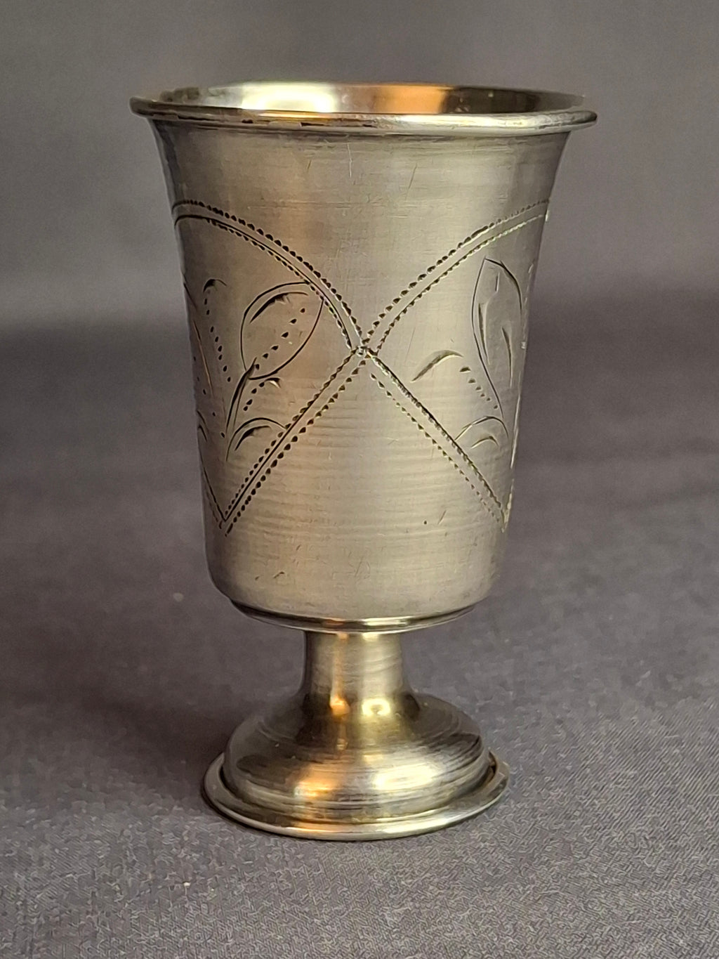 Antique Russian 84 Silver Kiddush Cup Moscow 1908-1917 Petr Skripnikov Engraved