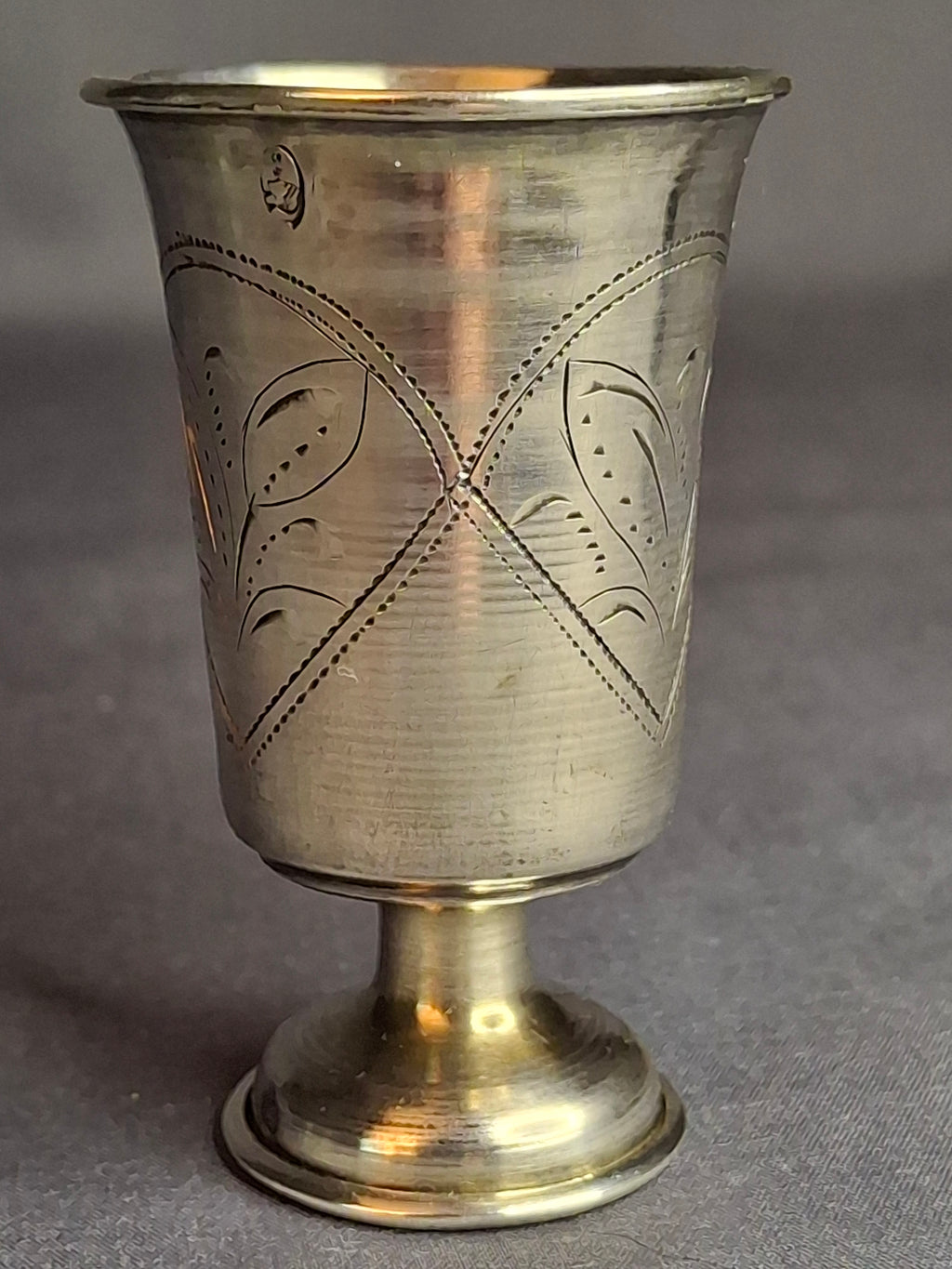 Antique Russian 84 Silver Kiddush Cup Moscow 1908-1917 Petr Skripnikov Engraved