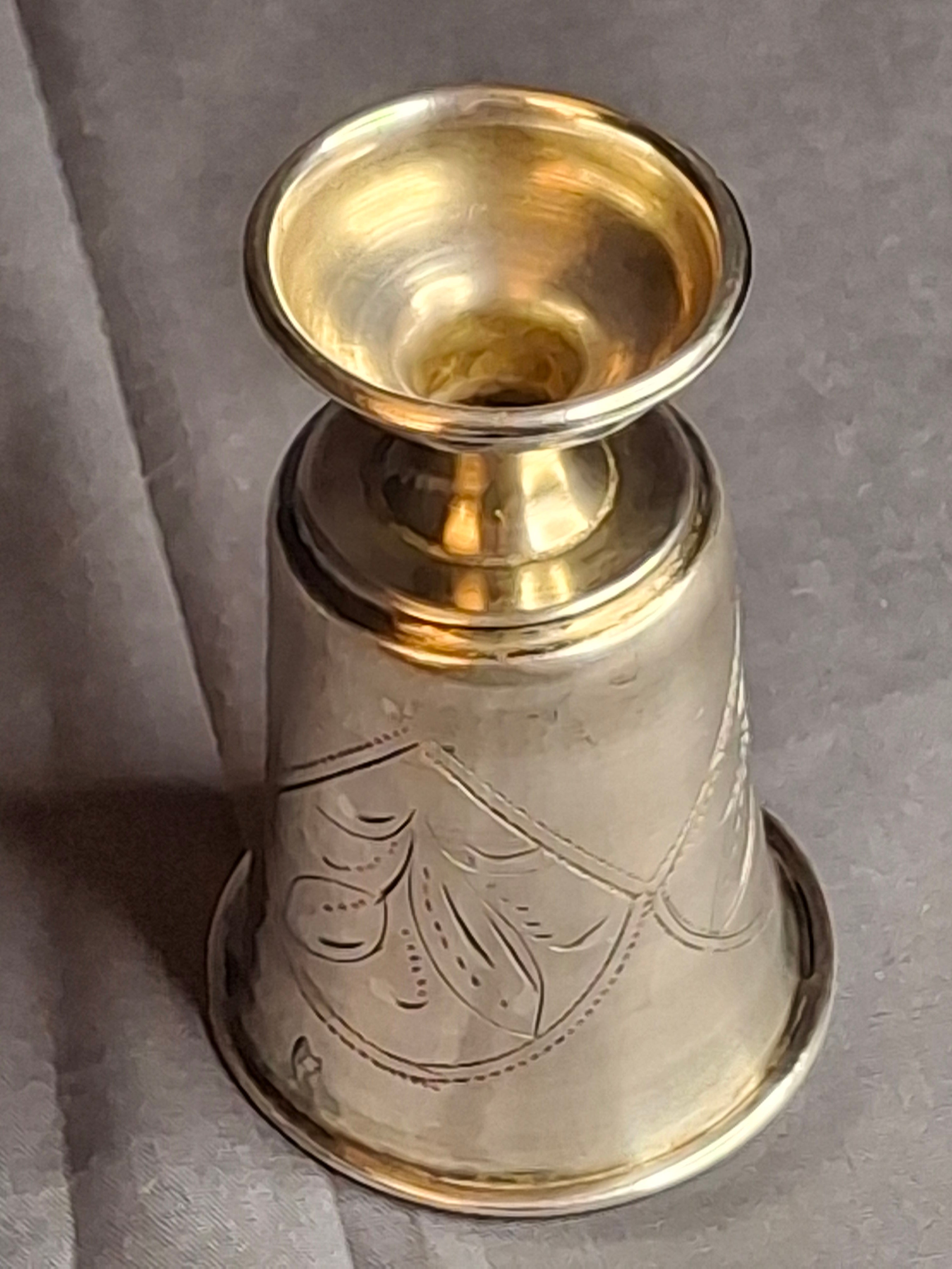 Antique Russian 84 Silver Kiddush Cup Moscow 1908-1917 Petr Skripnikov Engraved