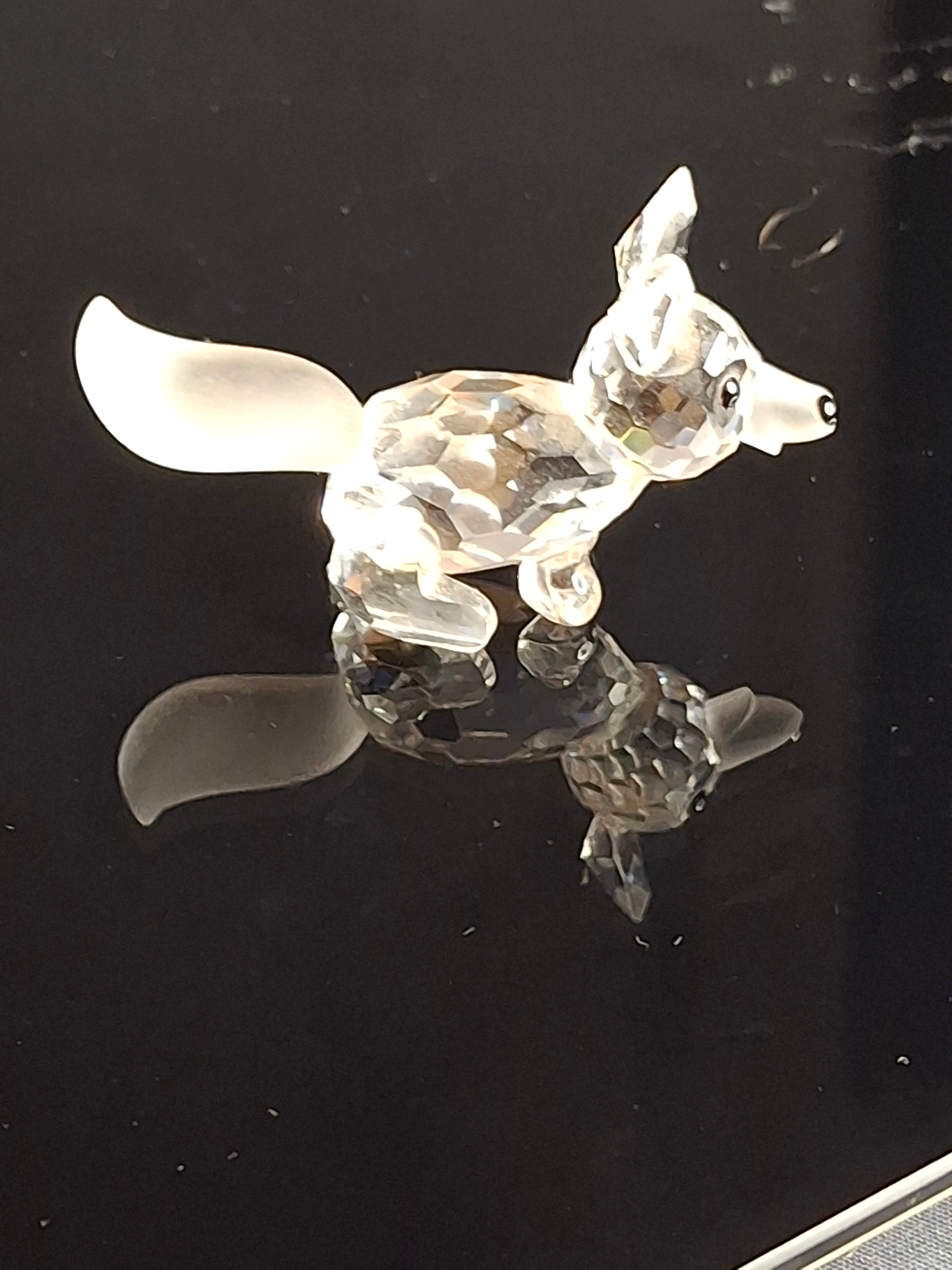 Swarovski Crystal Fox Figurine Small Frosted Tail 010014 Woodland Friends Signed