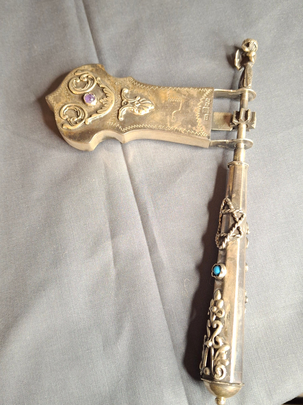 Important Antique 1894 Russian 84 Silver Purim Grogger Gragger Noise Maker Moscow Judaica
