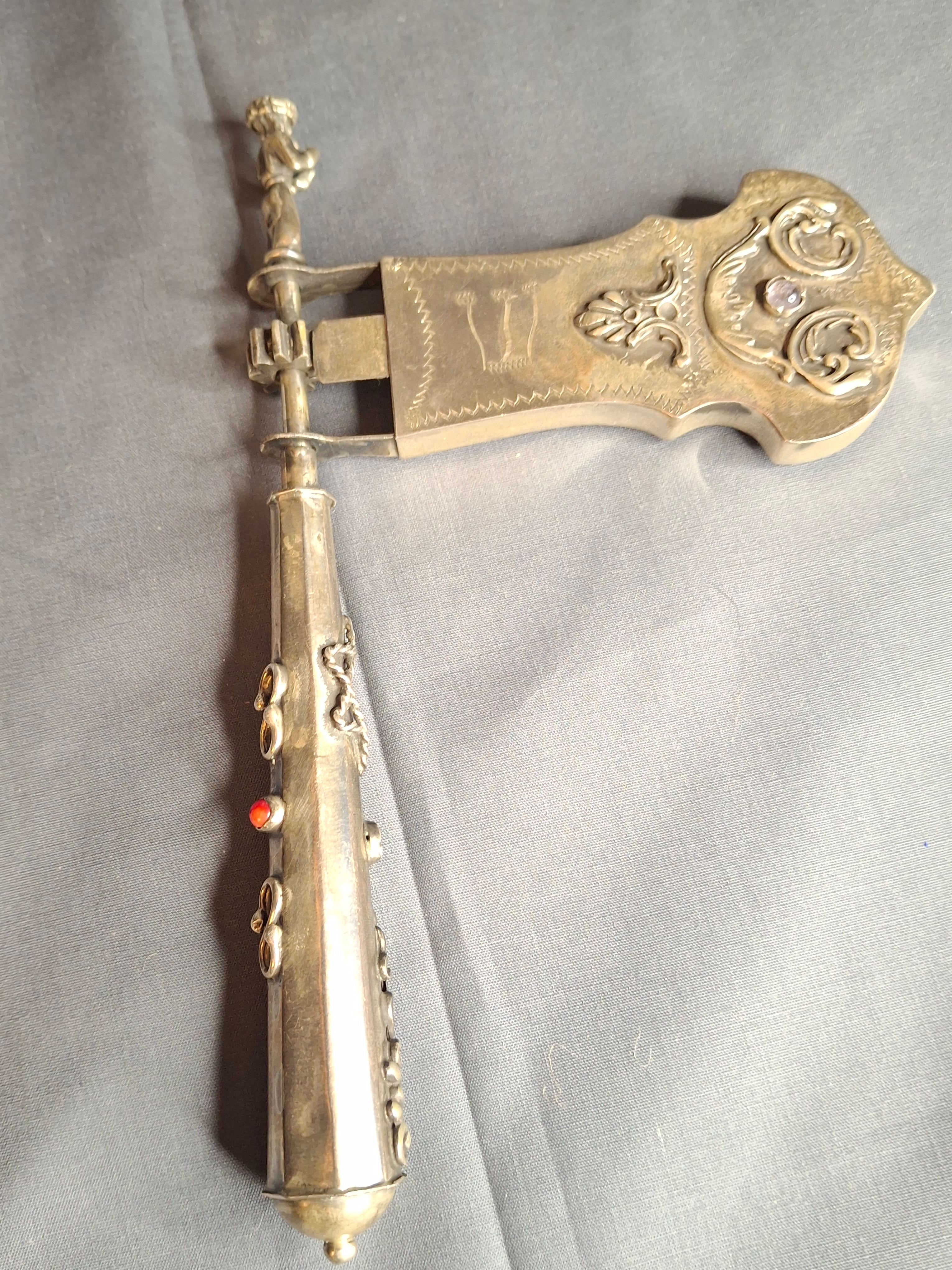 Important Antique 1894 Russian 84 Silver Purim Grogger Gragger Noise Maker Moscow Judaica