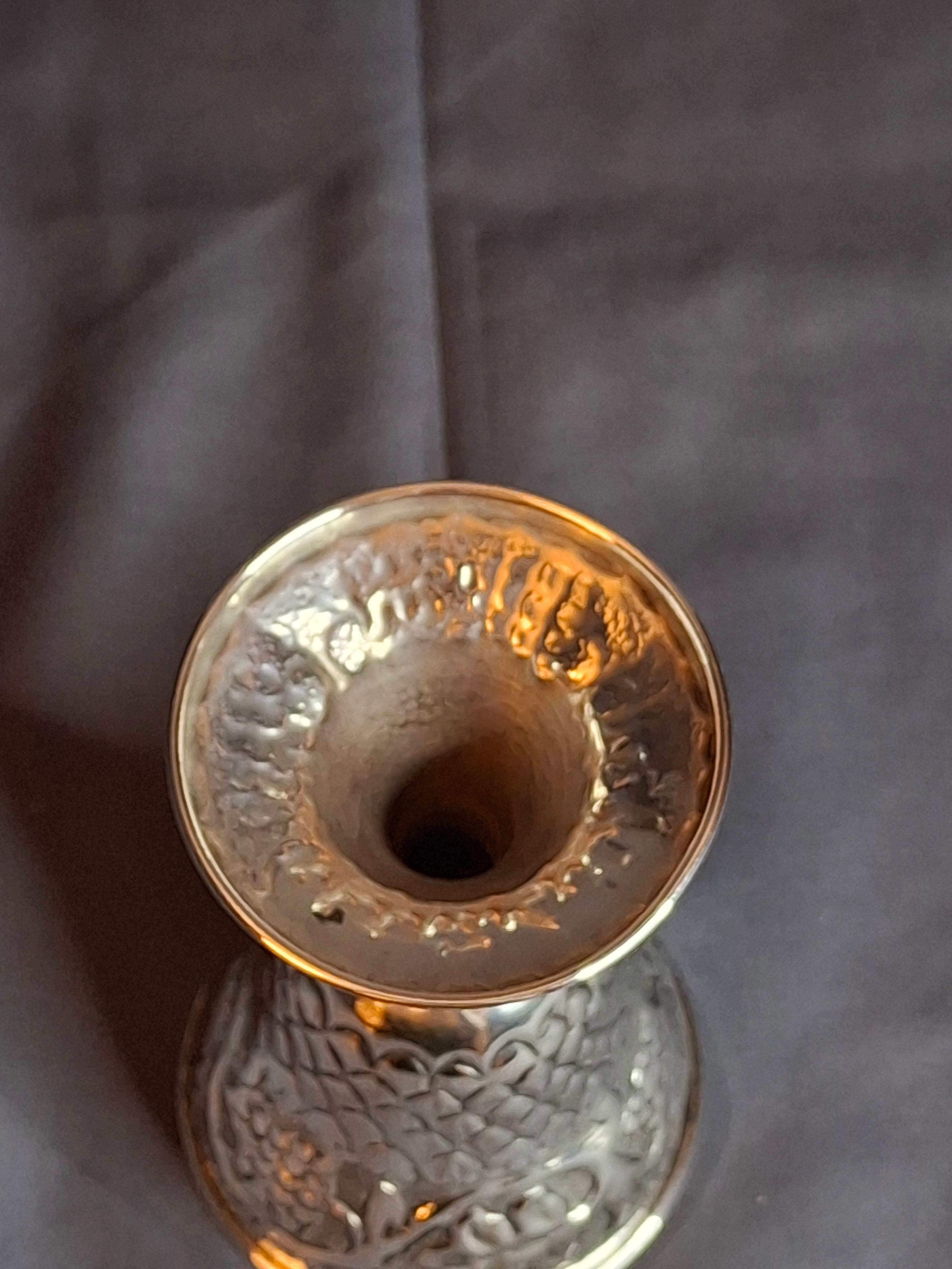 Vintage Bier Jerusalem Solid Silver Kiddush Cup - Hand-Chased Repoussé Grapes - Artisan "Ben" Hallmark
