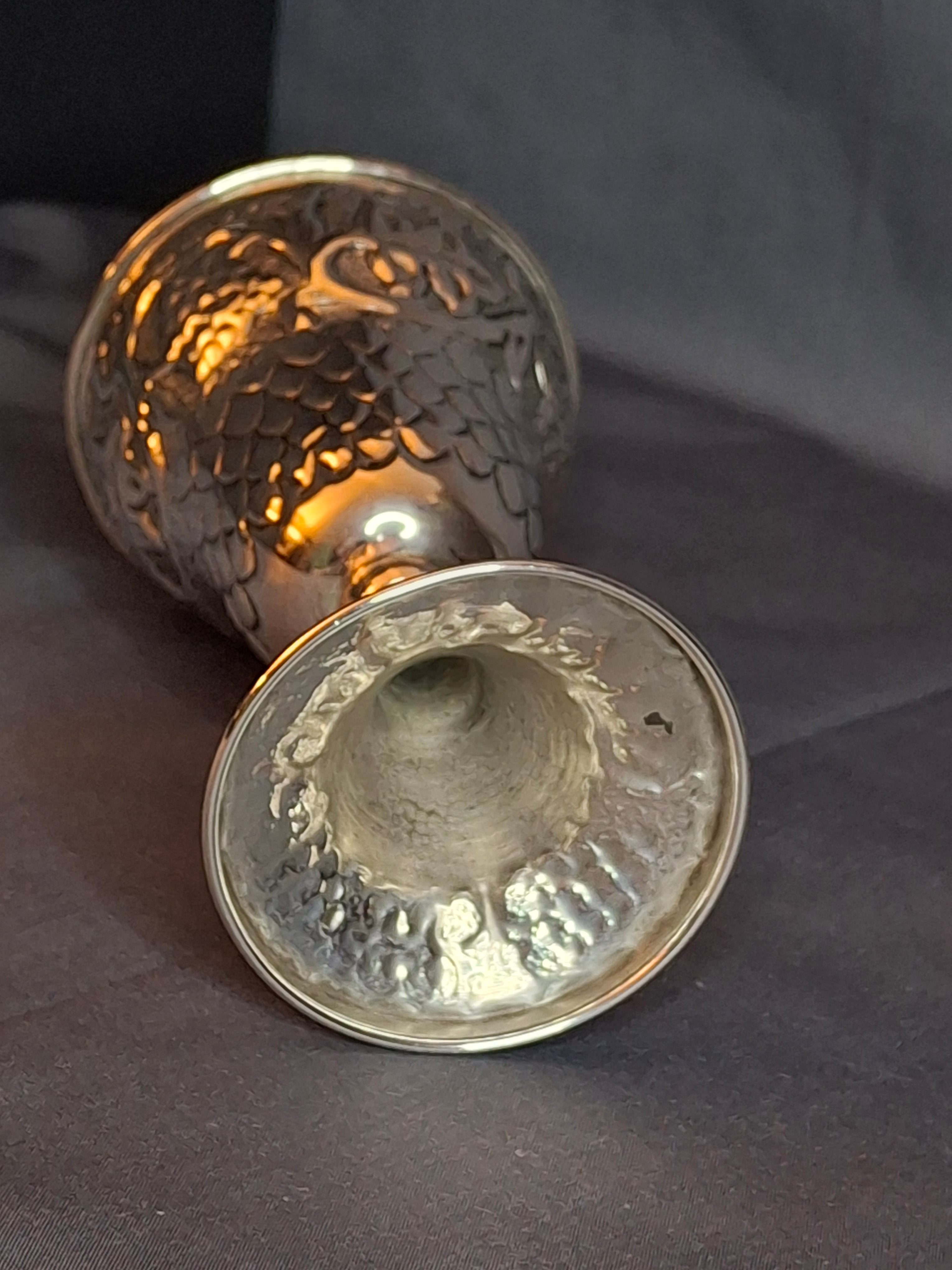 Vintage Bier Jerusalem Solid Silver Kiddush Cup - Hand-Chased Repoussé Grapes - Artisan "Ben" Hallmark