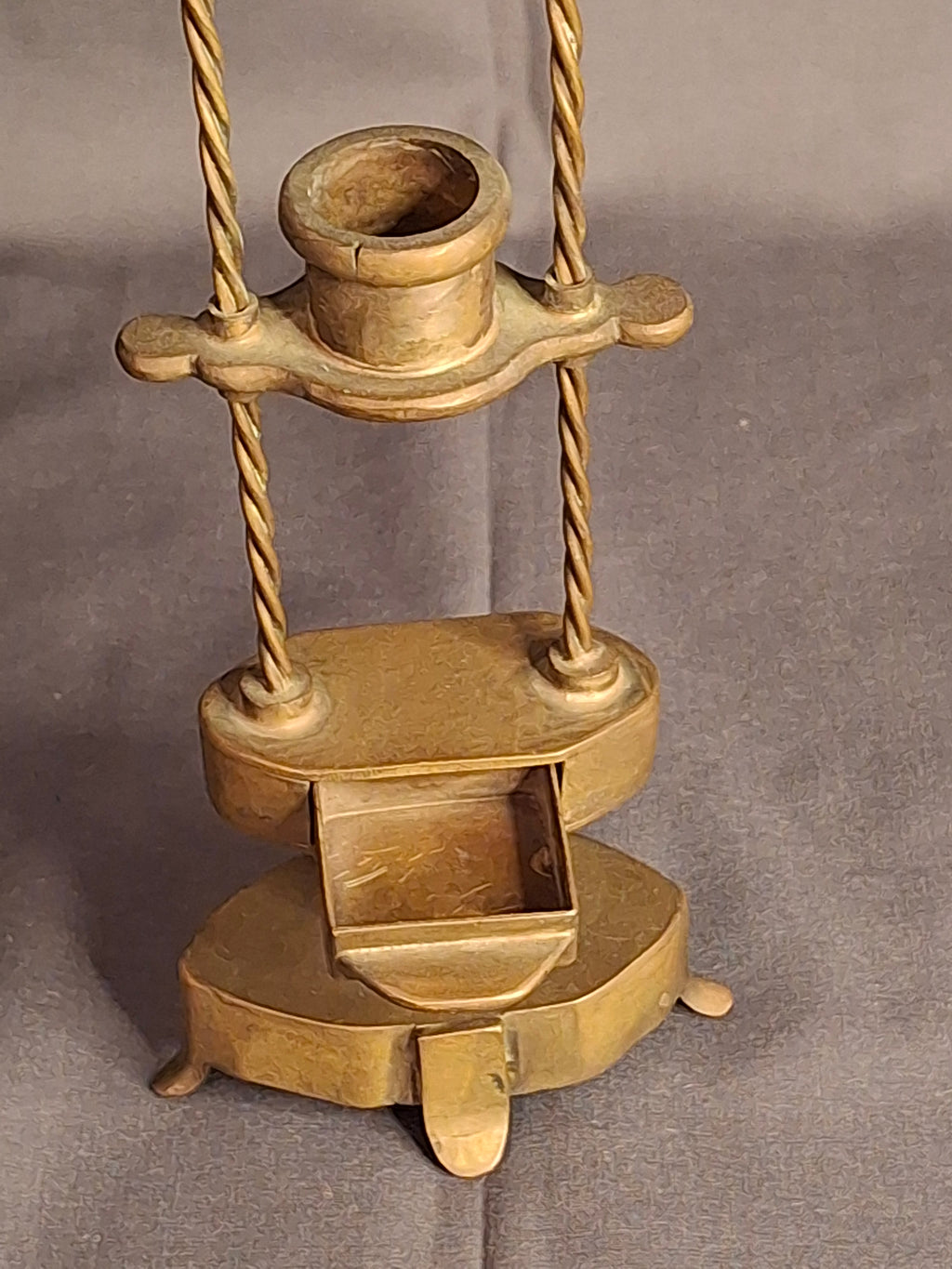 Rare 18thC Antique Brass Havdalah Compendium Spice Box Tower Adjustable Candle