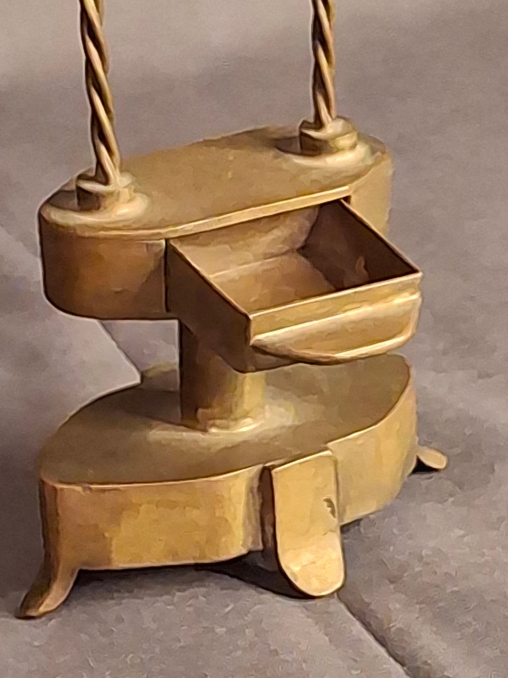 Rare 18thC Antique Brass Havdalah Compendium Spice Box Tower Adjustable Candle
