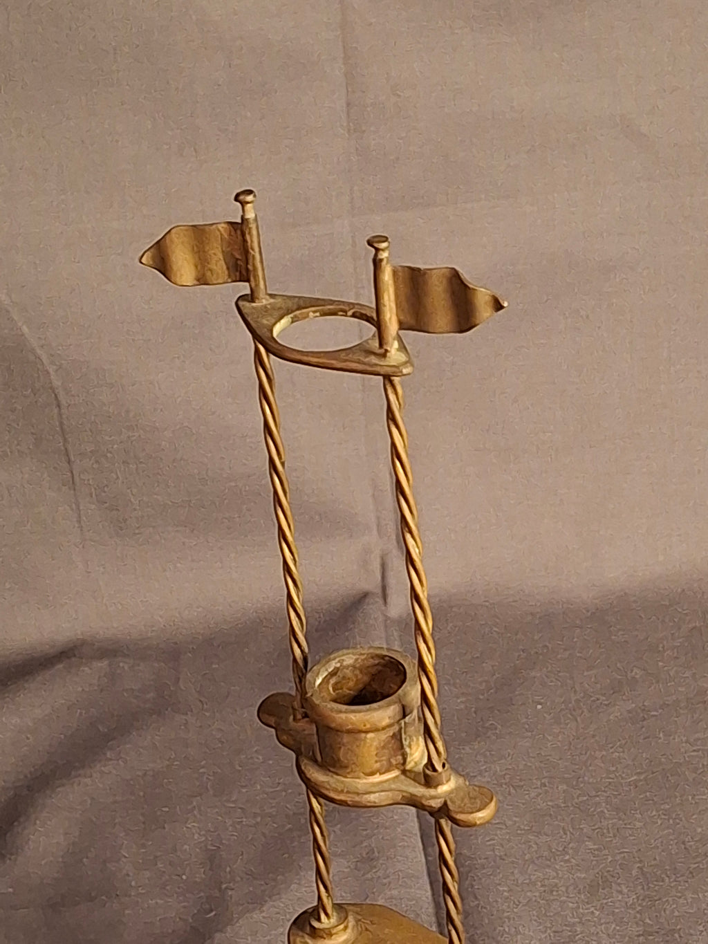 Rare 18thC Antique Brass Havdalah Compendium Spice Box Tower Adjustable Candle