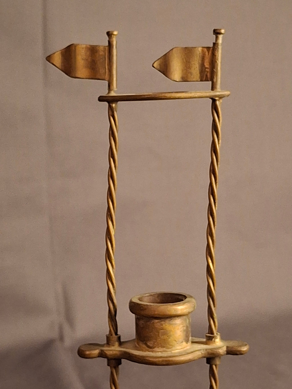 Rare 18thC Antique Brass Havdalah Compendium Spice Box Tower Adjustable Candle