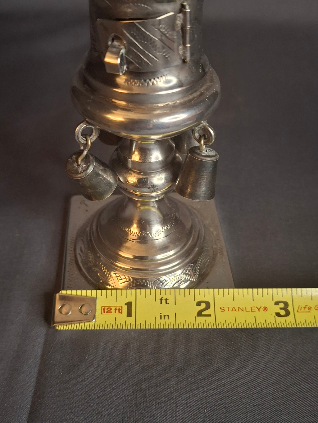 Antique 1860 Warsaw Silver Besamim Spice Tower - L. Gold Workshop - Rare Syrenka Mark
