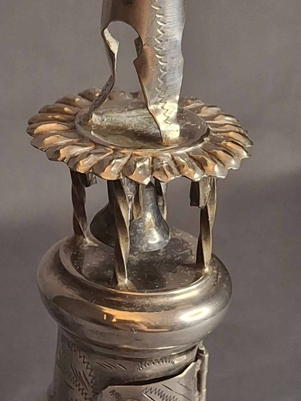 Antique 1860 Warsaw Silver Besamim Spice Tower - L. Gold Workshop - Rare Syrenka Mark