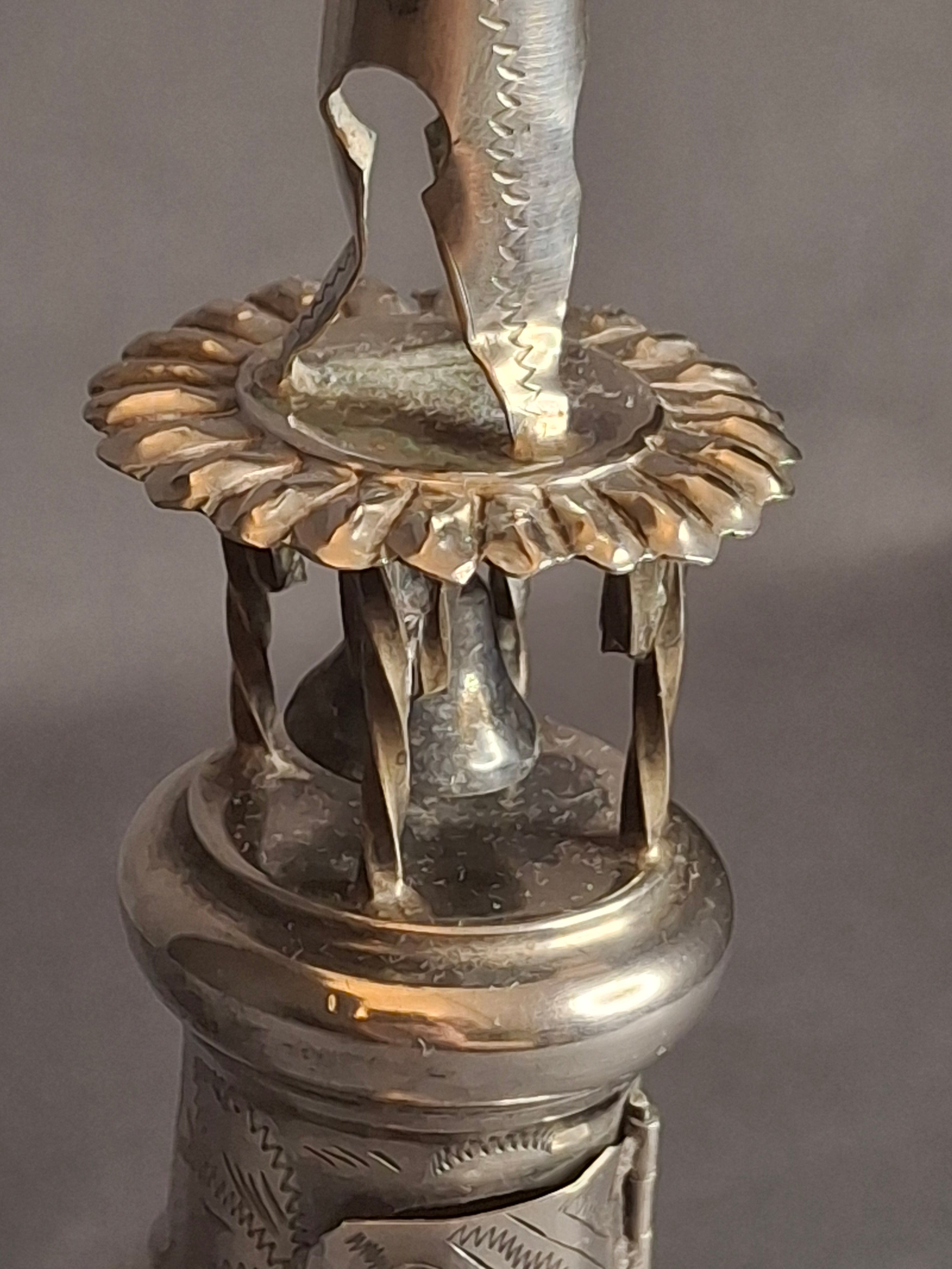 Antique 1860 Warsaw Silver Besamim Spice Tower - L. Gold Workshop - Rare Syrenka Mark
