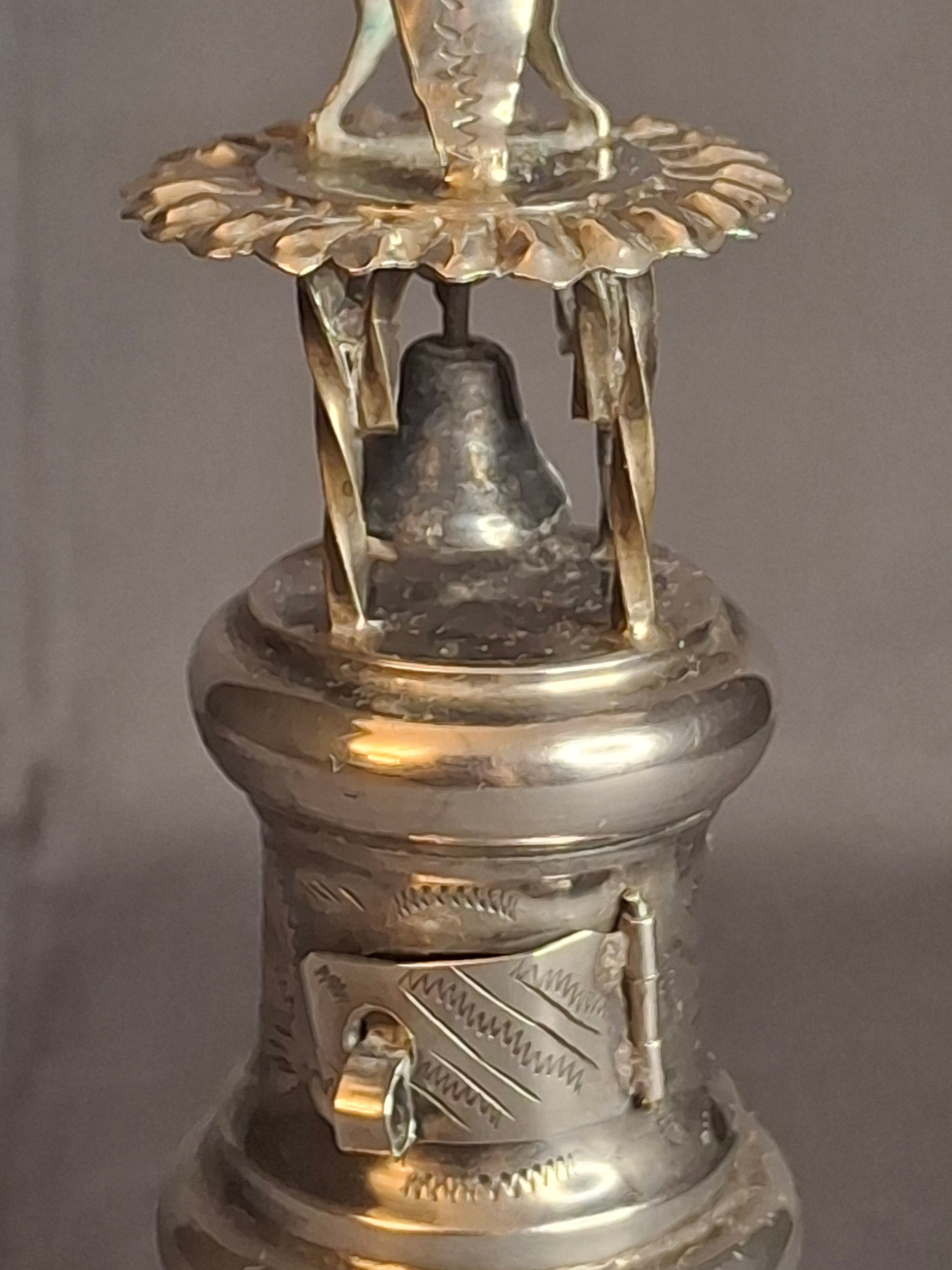 Antique 1860 Warsaw Silver Besamim Spice Tower - L. Gold Workshop - Rare Syrenka Mark