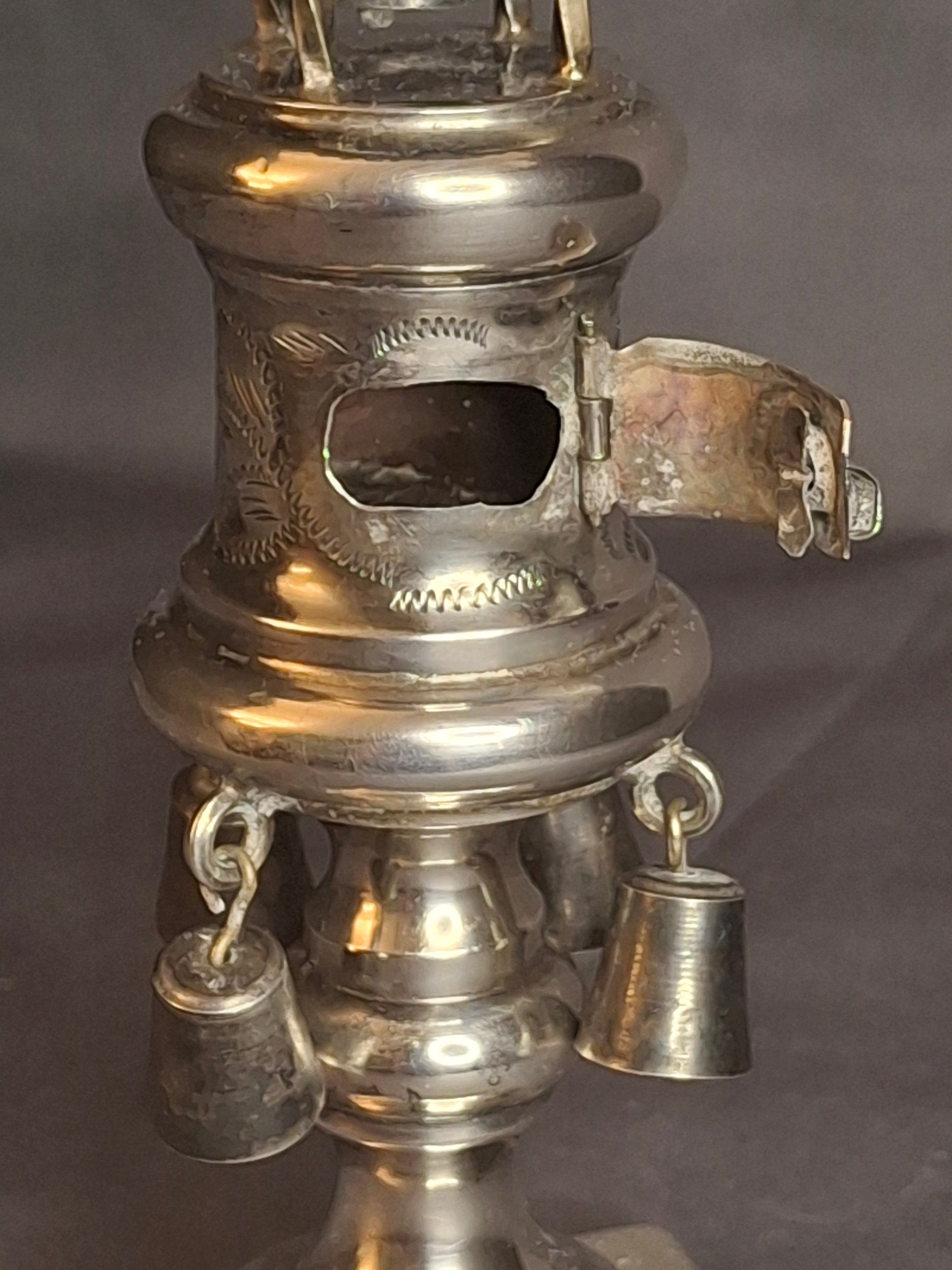 Antique 1860 Warsaw Silver Besamim Spice Tower - L. Gold Workshop - Rare Syrenka Mark