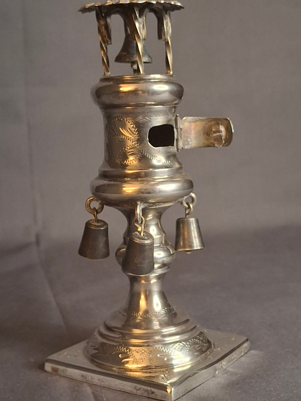 Antique 1860 Warsaw Silver Besamim Spice Tower - L. Gold Workshop - Rare Syrenka Mark