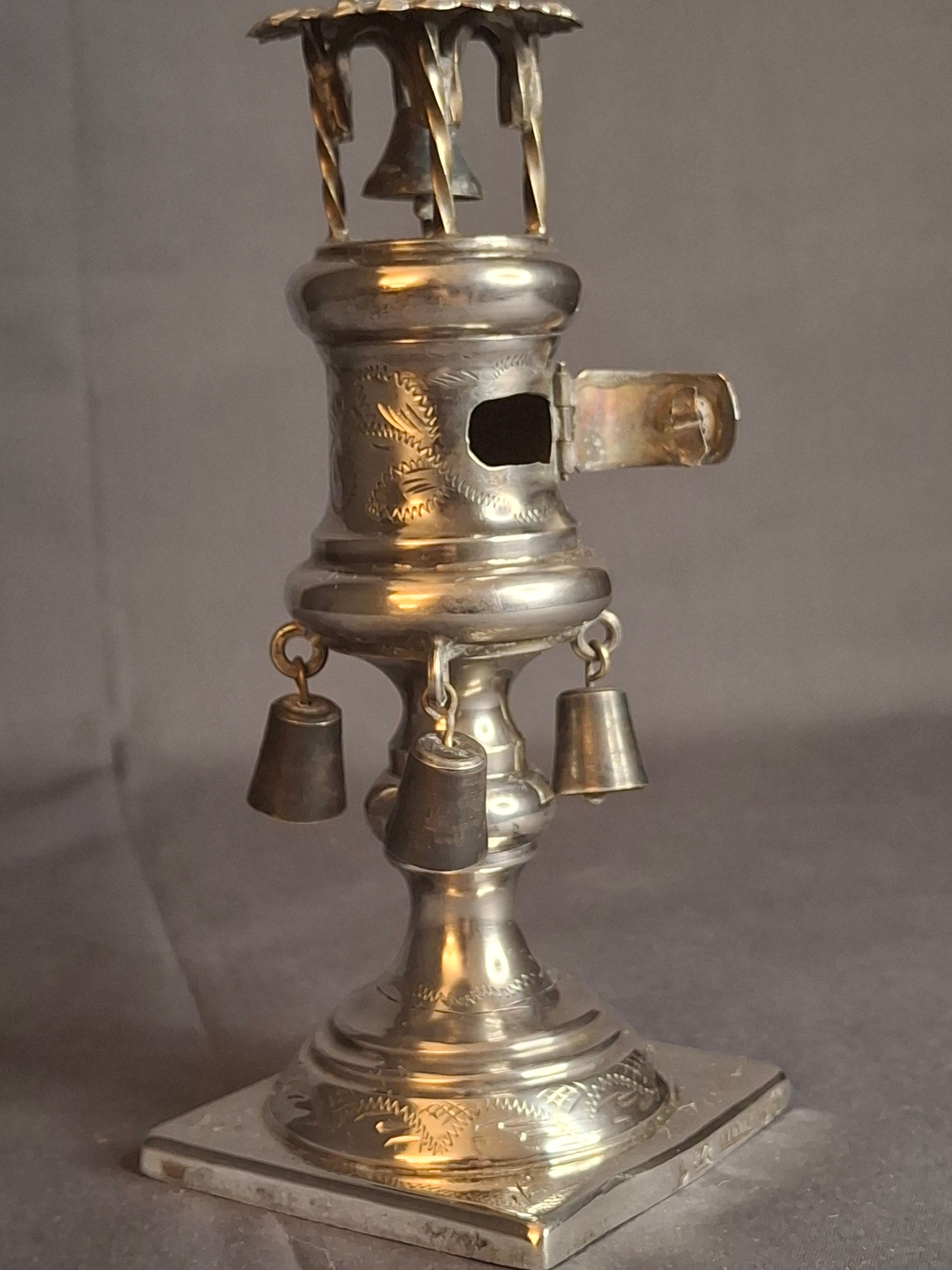 Antique 1860 Warsaw Silver Besamim Spice Tower - L. Gold Workshop - Rare Syrenka Mark
