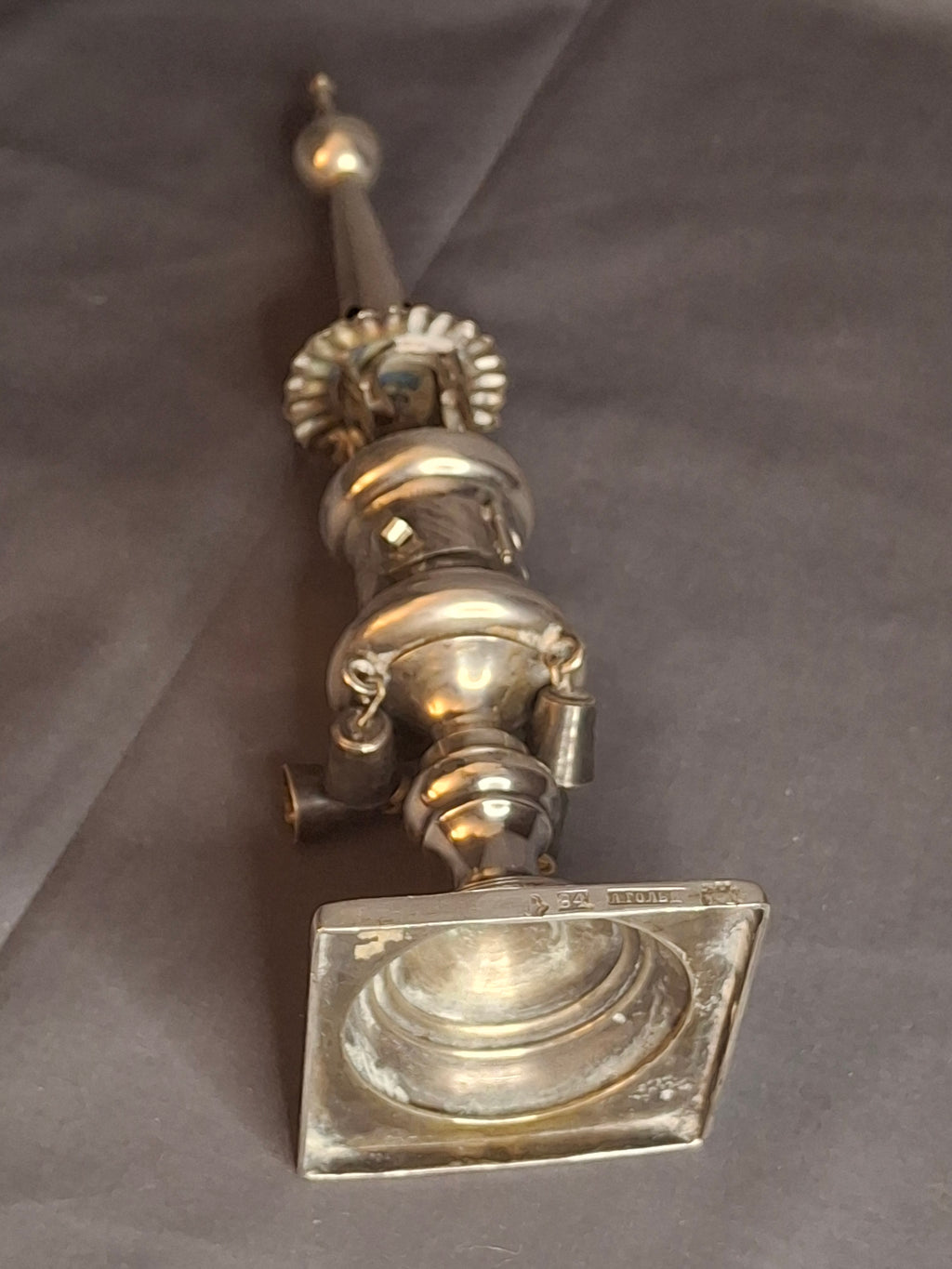 Antique 1860 Warsaw Silver Besamim Spice Tower - L. Gold Workshop - Rare Syrenka Mark