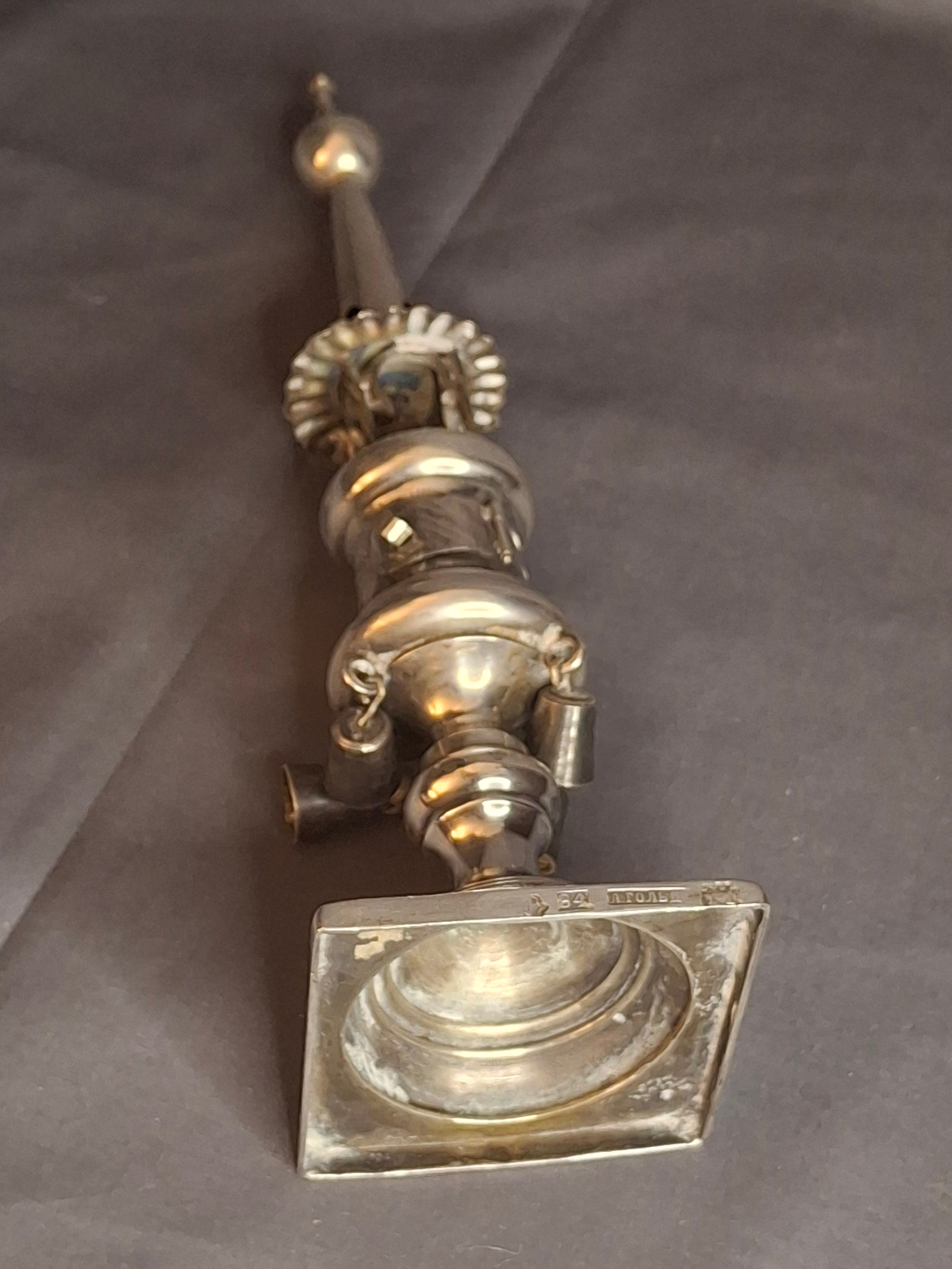 Antique 1860 Warsaw Silver Besamim Spice Tower - L. Gold Workshop - Rare Syrenka Mark