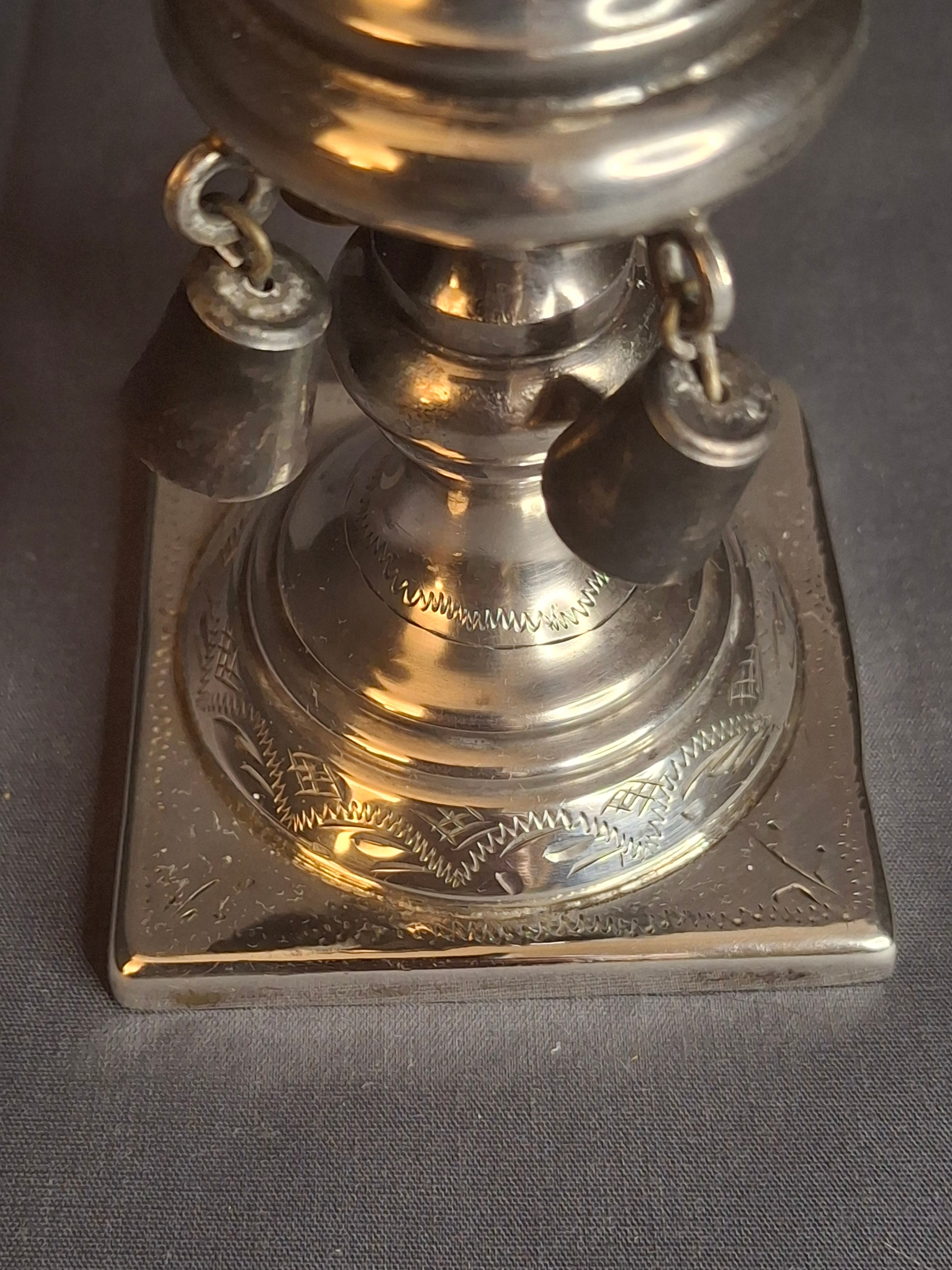 Antique 1860 Warsaw Silver Besamim Spice Tower - L. Gold Workshop - Rare Syrenka Mark