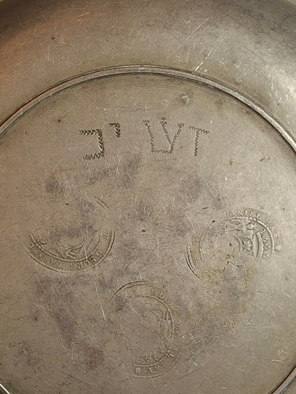 Antique 18th Century German Pewter Judaica Shallow Bowl Georg Daniel Mayse Hebrew
