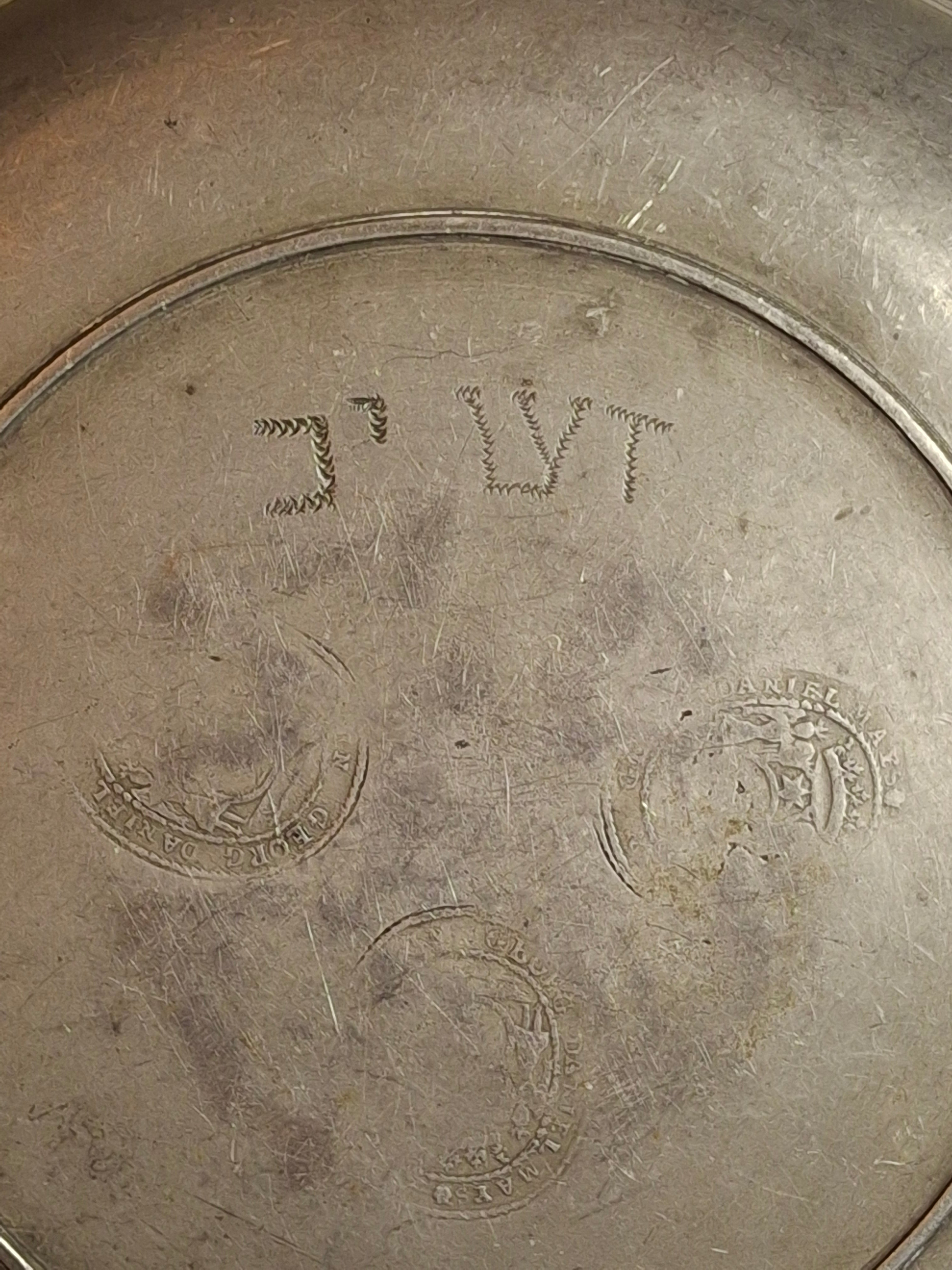 Antique 18th Century German Pewter Judaica Shallow Bowl Georg Daniel Mayse Hebrew
