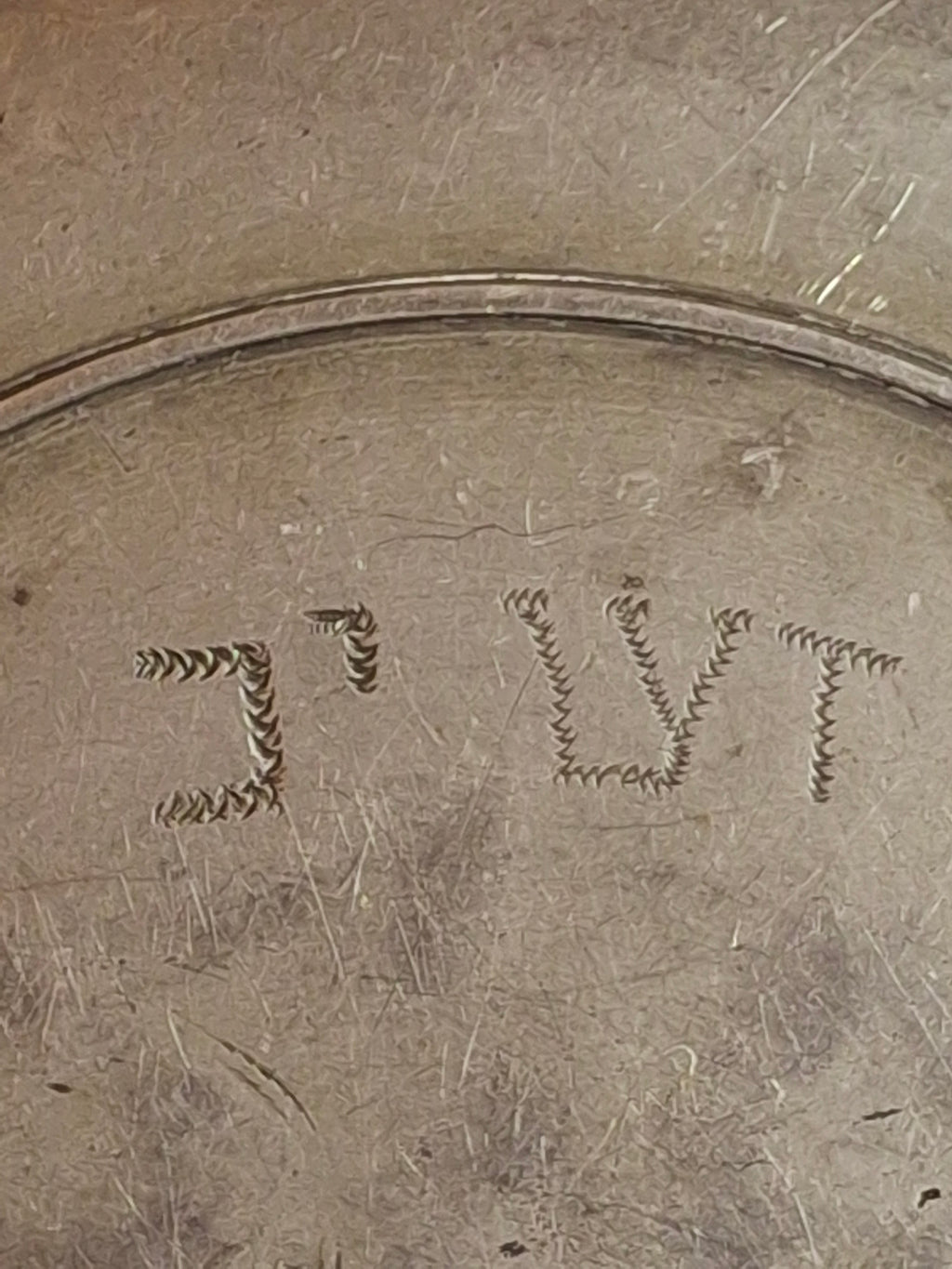 Antique 18th Century German Pewter Judaica Shallow Bowl Georg Daniel Mayse Hebrew