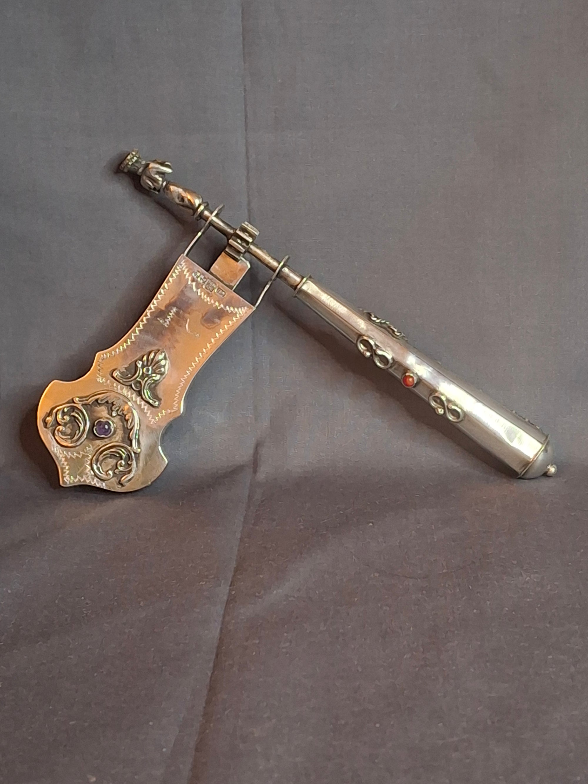 Important Antique 1894 Russian 84 Silver Purim Grogger Gragger Noise Maker Moscow Judaica