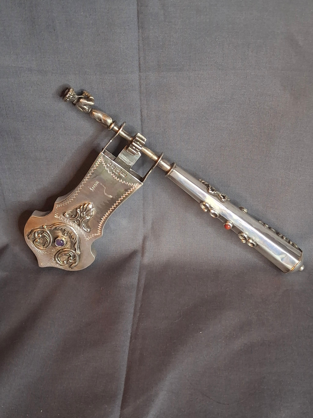 Important Antique 1894 Russian 84 Silver Purim Grogger Gragger Noise Maker Moscow Judaica