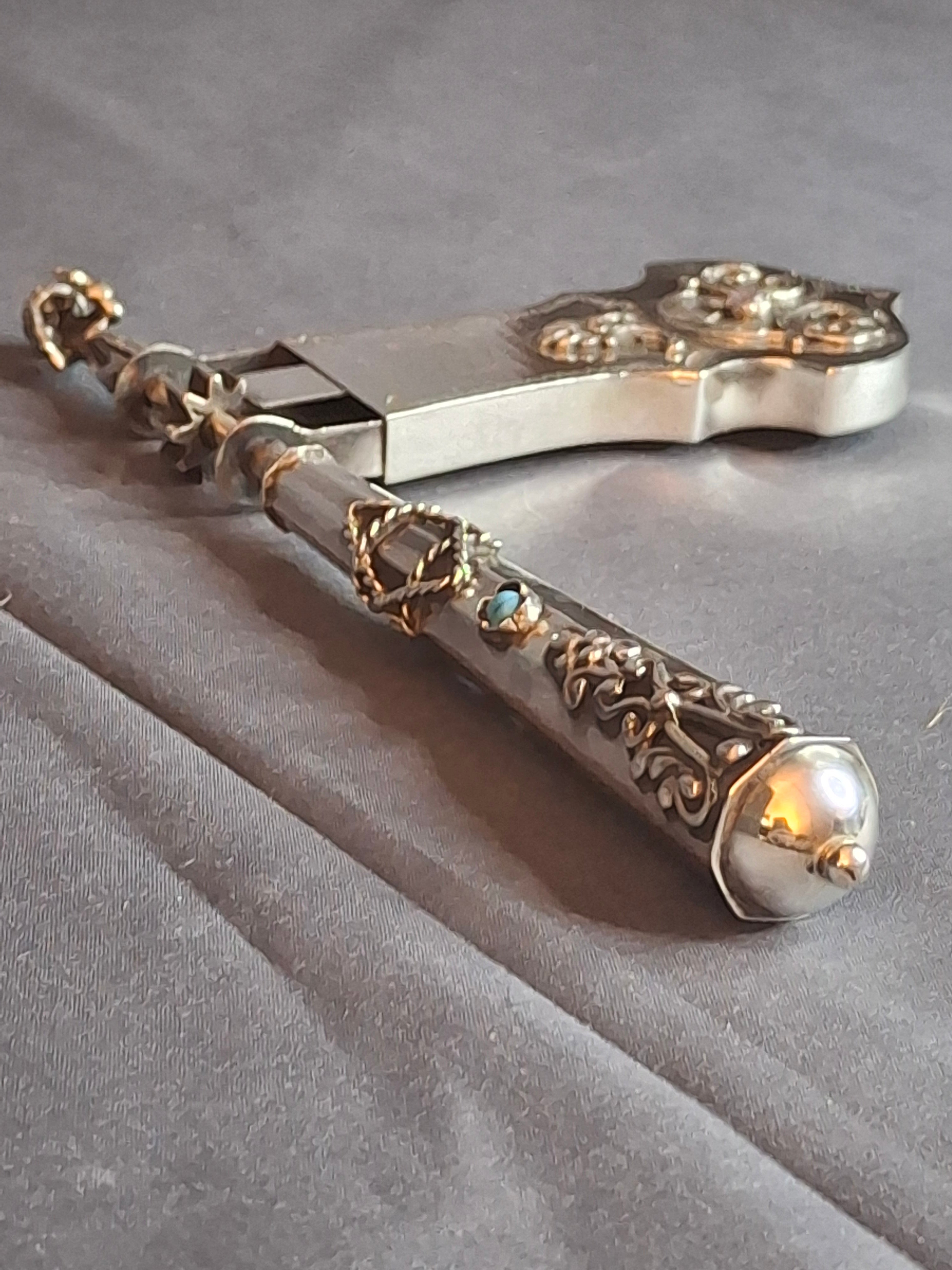 Important Antique 1894 Russian 84 Silver Purim Grogger Gragger Noise Maker Moscow Judaica