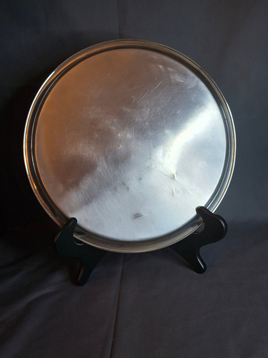 Vintage Chromium Shabbat Candle Tray Engraved Judaica Sabbath Blessing Menorah 11.5"