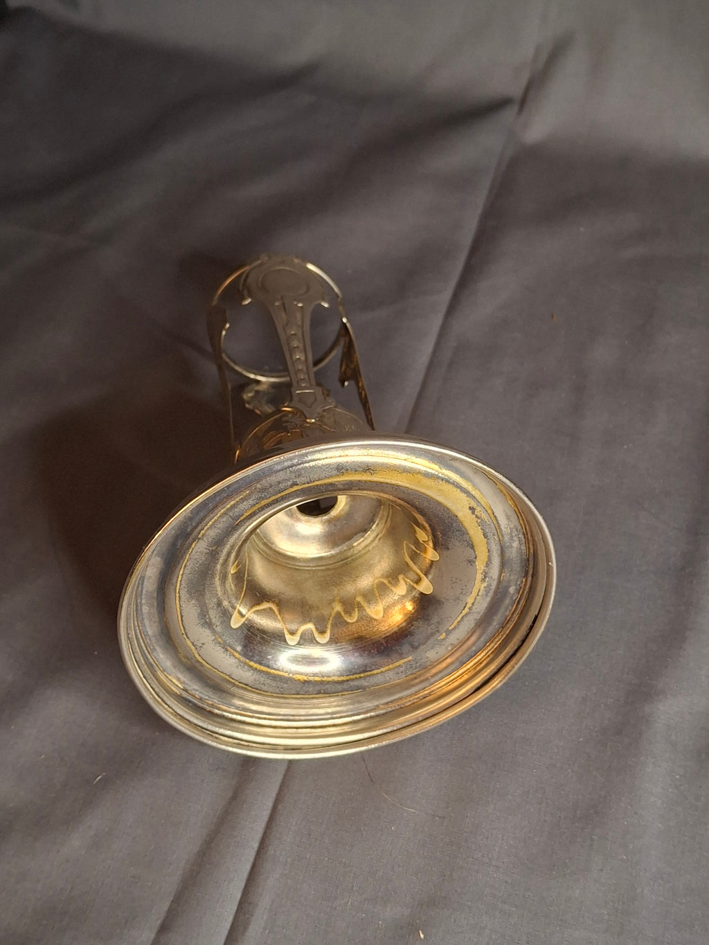 Antique Art Nouveau Silver Plate Poppy Flower Vase Holder Trumpet Frame c. 1900