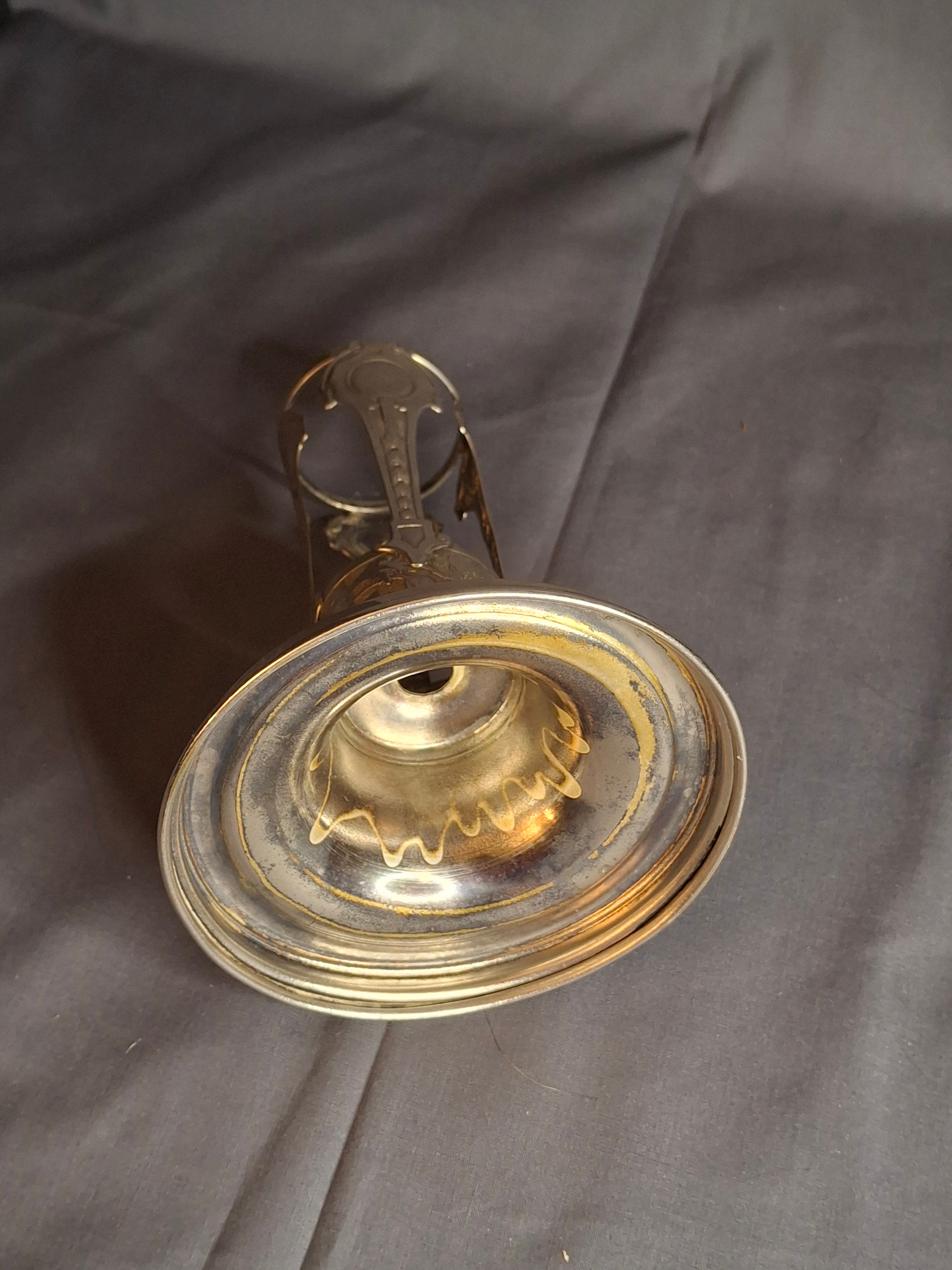 Antique Art Nouveau Silver Plate Poppy Flower Vase Holder Trumpet Frame c. 1900