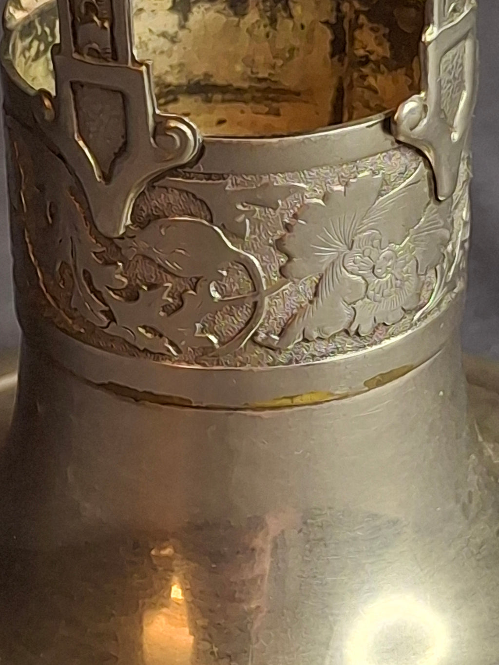 Antique Art Nouveau Silver Plate Poppy Flower Vase Holder Trumpet Frame c. 1900