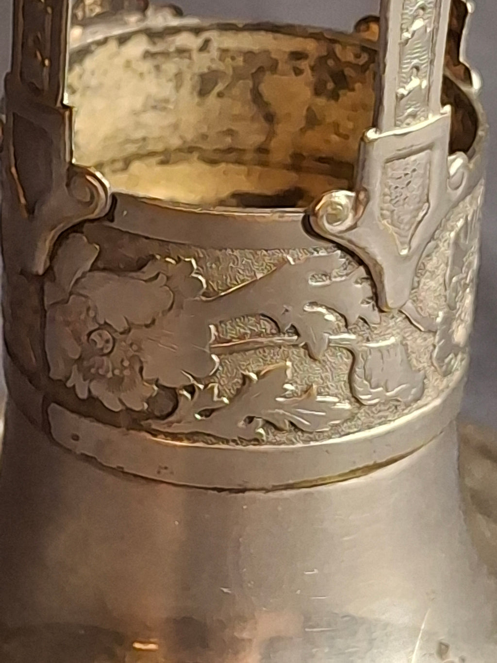 Antique Art Nouveau Silver Plate Poppy Flower Vase Holder Trumpet Frame c. 1900