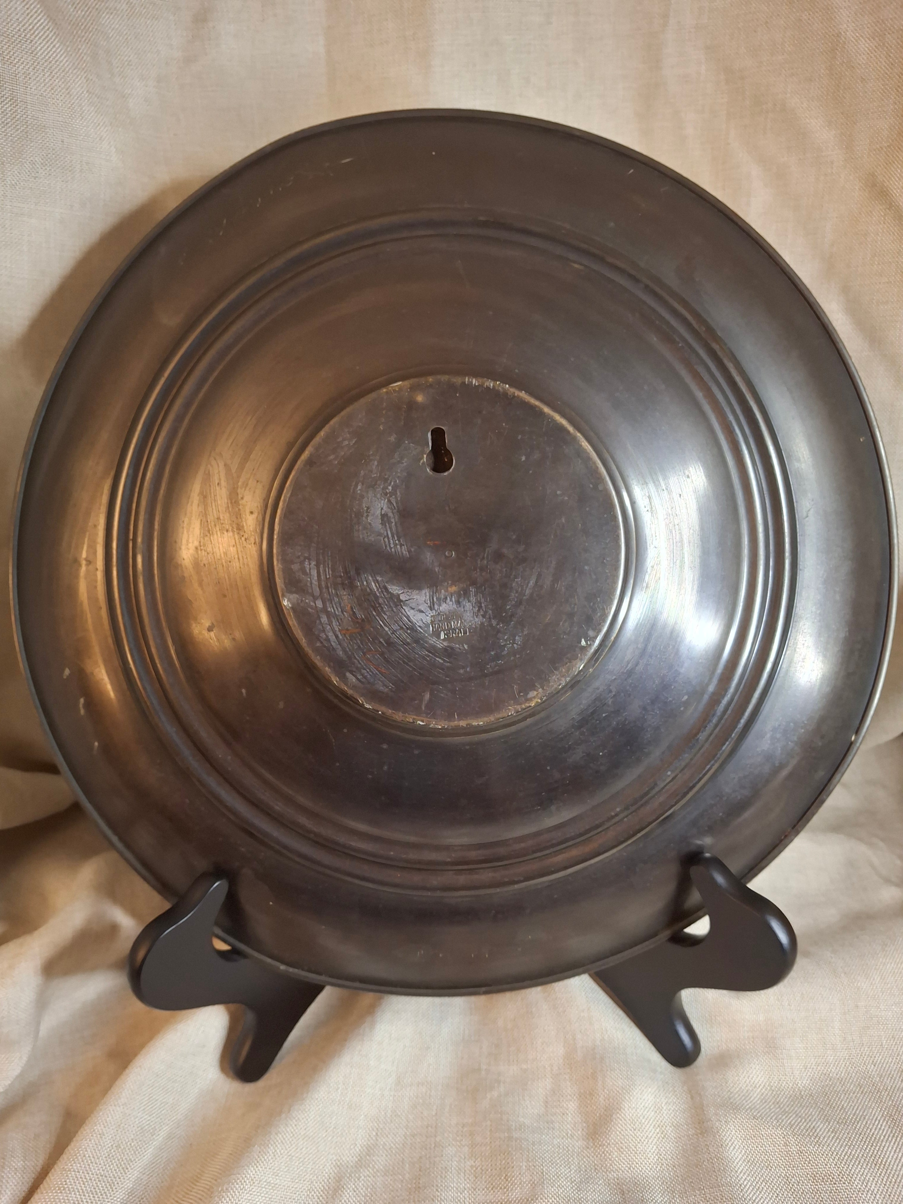 Vintage Tzel Tzion Tel Aviv Israeli Brass Wall Plate - Maccabiah Runner Torch Star of David - Mid-Century Judaica 12.75"