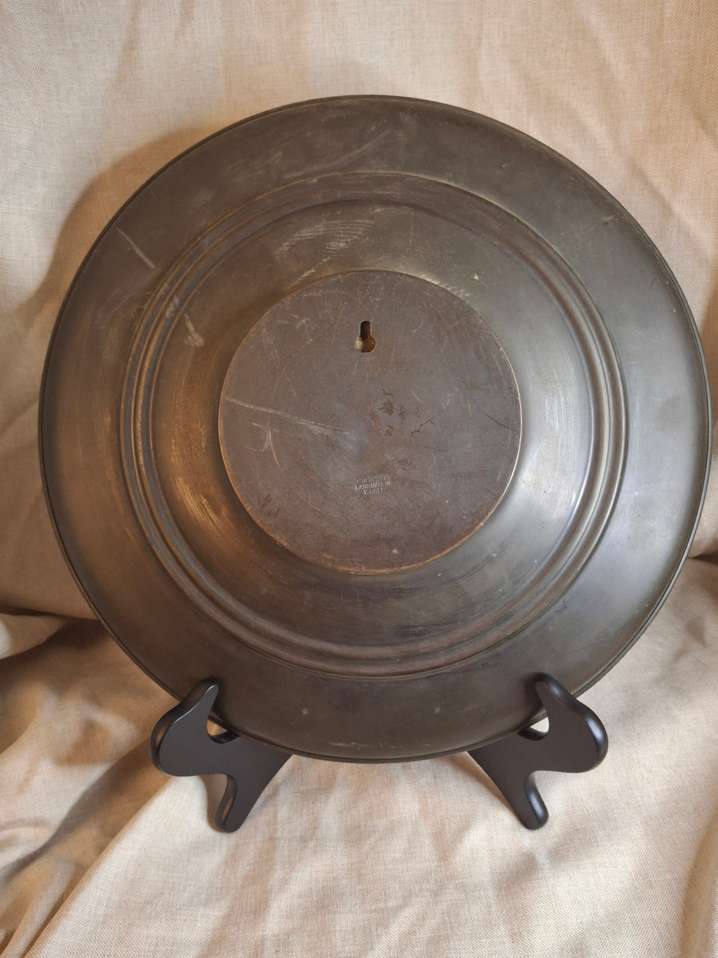Oversized 13.5" Tzel Tzion Tel Aviv Brass Plate - Herzl Inscription - Heavy 775g Mid-Century Israeliana Masterpiece