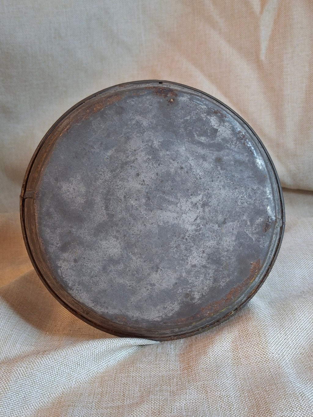 Antique 19thC Tin Lard Lamp Tall Saucer Base Primitive Grease Fat Oil Lighting 7"
