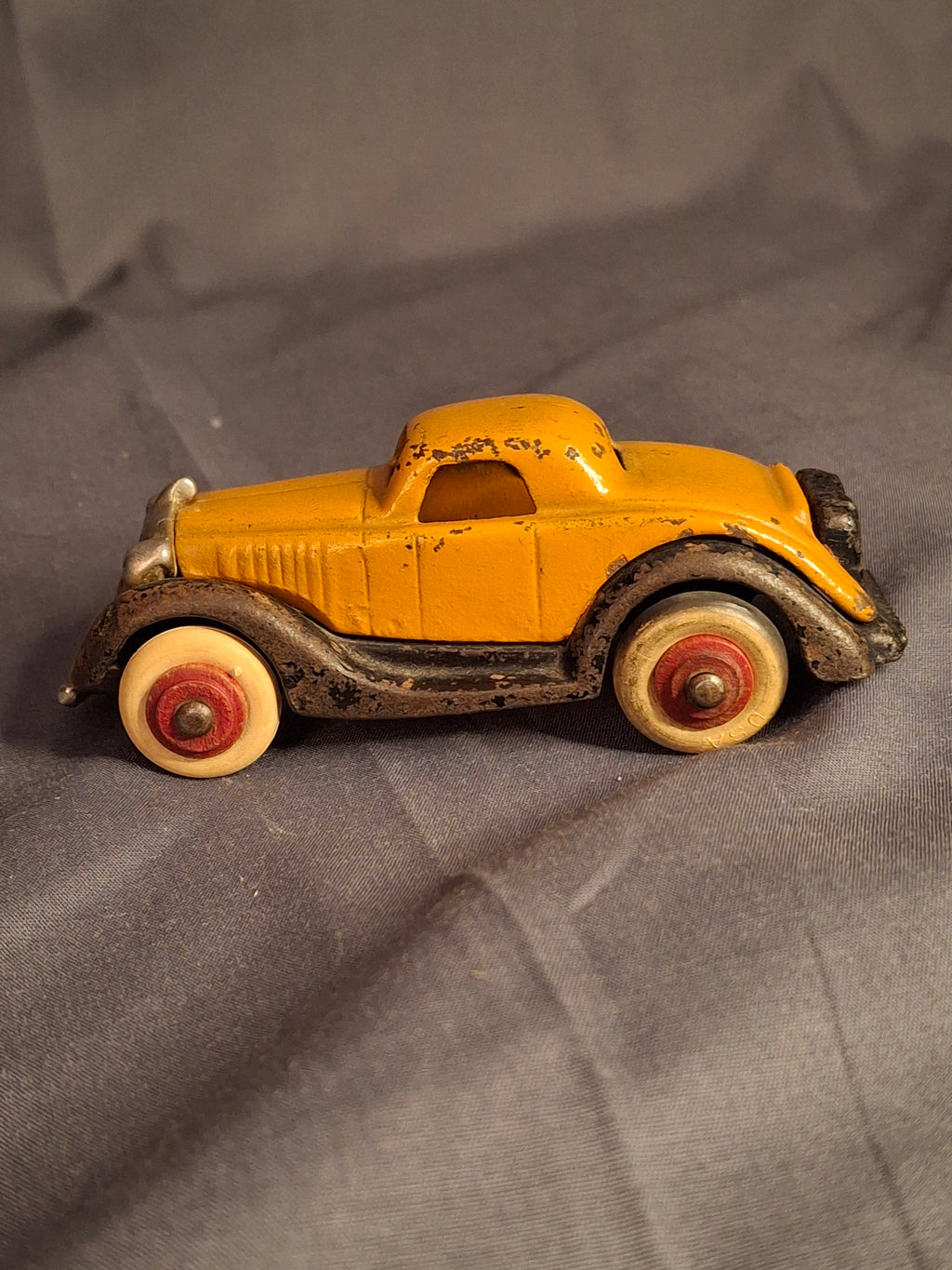 Antique Hubley Terraplane Cast Iron Coupe Toy - 3.75" Orange Streamlined Series