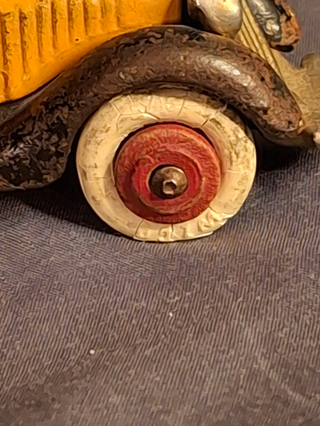 Antique Hubley Terraplane Cast Iron Coupe Toy - 3.75" Orange Streamlined Series