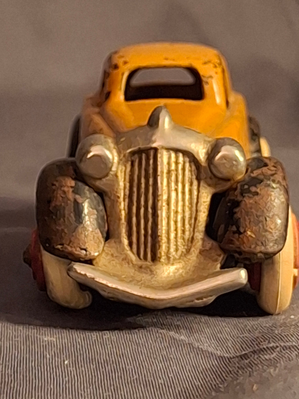 Antique Hubley Terraplane Cast Iron Coupe Toy - 3.75" Orange Streamlined Series