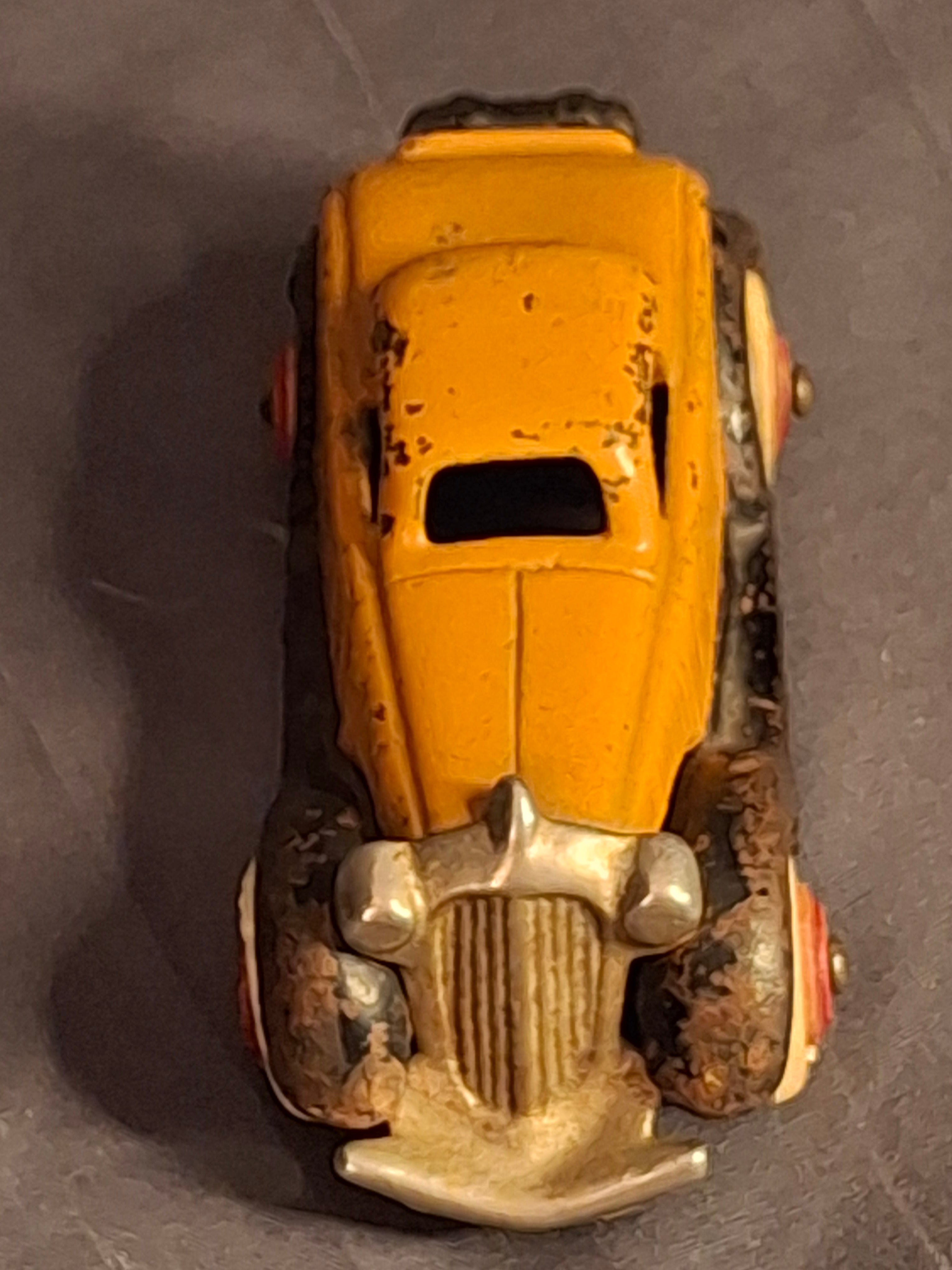 Antique Hubley Terraplane Cast Iron Coupe Toy - 3.75" Orange Streamlined Series