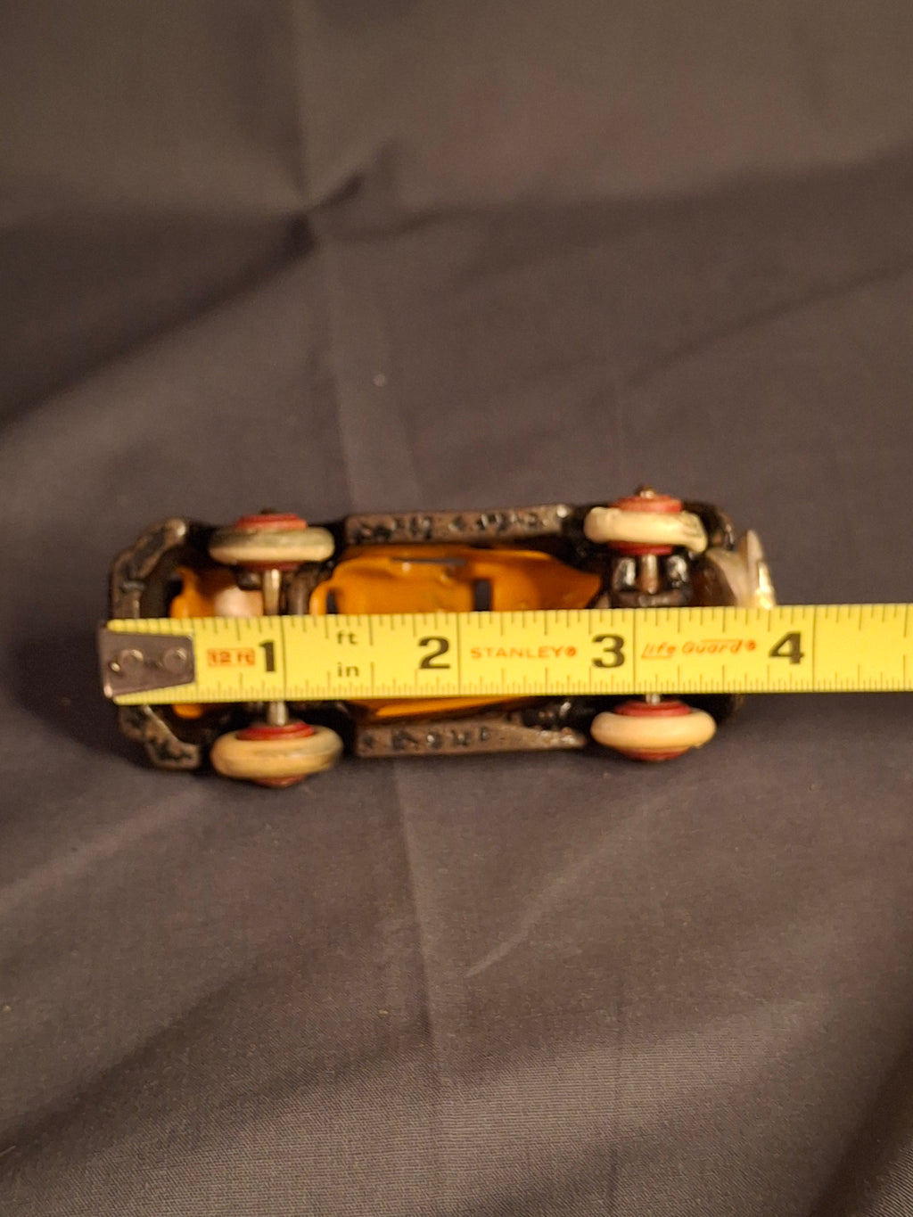 Antique Hubley Terraplane Cast Iron Coupe Toy - 3.75" Orange Streamlined Series