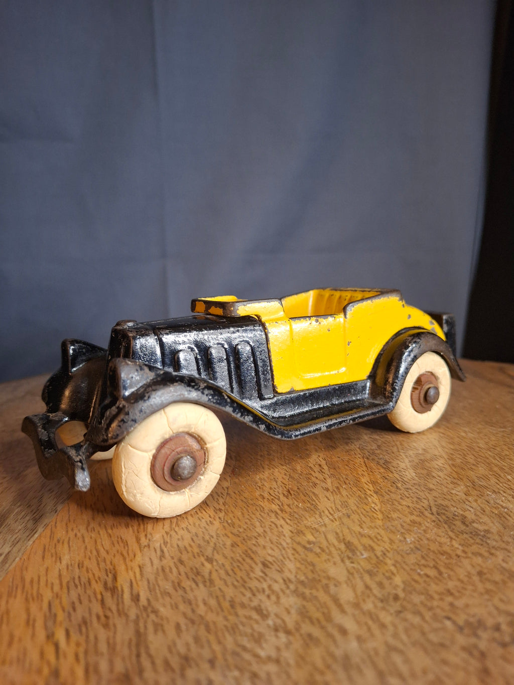 Rare 6" Deluxe Size Hubley Take-a-Part Roadster Yellow & Black Cast Iron 1933
