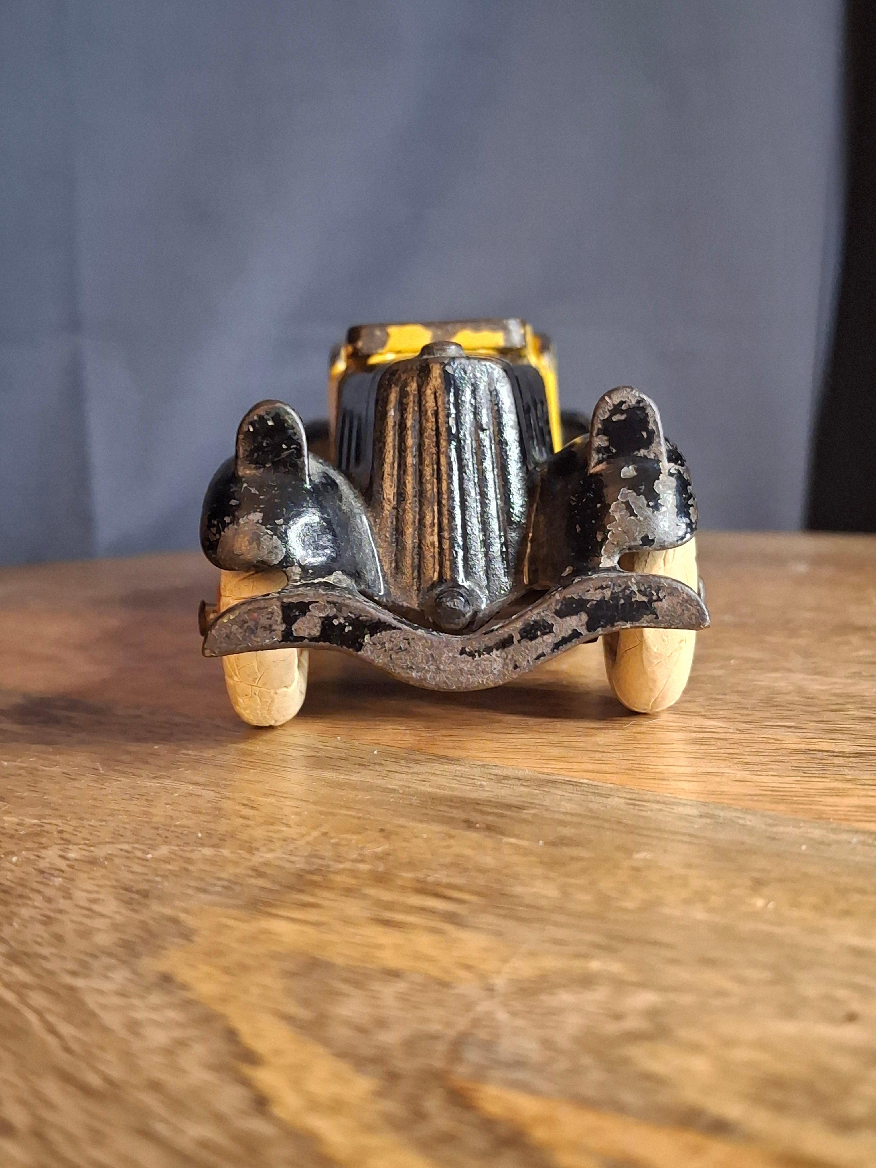 Rare 6" Deluxe Size Hubley Take-a-Part Roadster Yellow & Black Cast Iron 1933