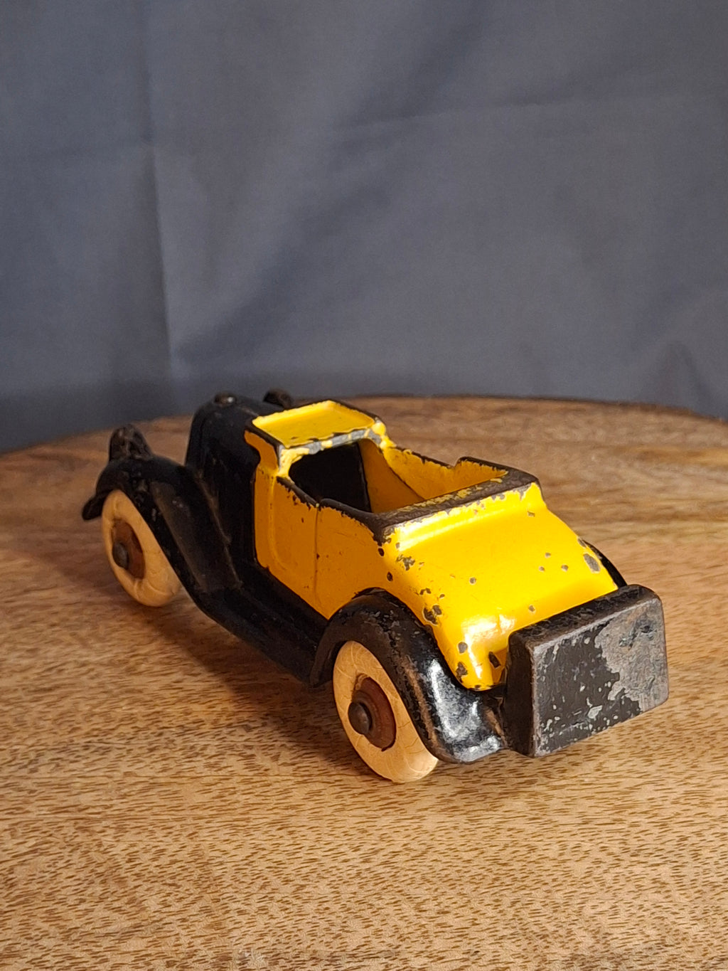 Rare 6" Deluxe Size Hubley Take-a-Part Roadster Yellow & Black Cast Iron 1933