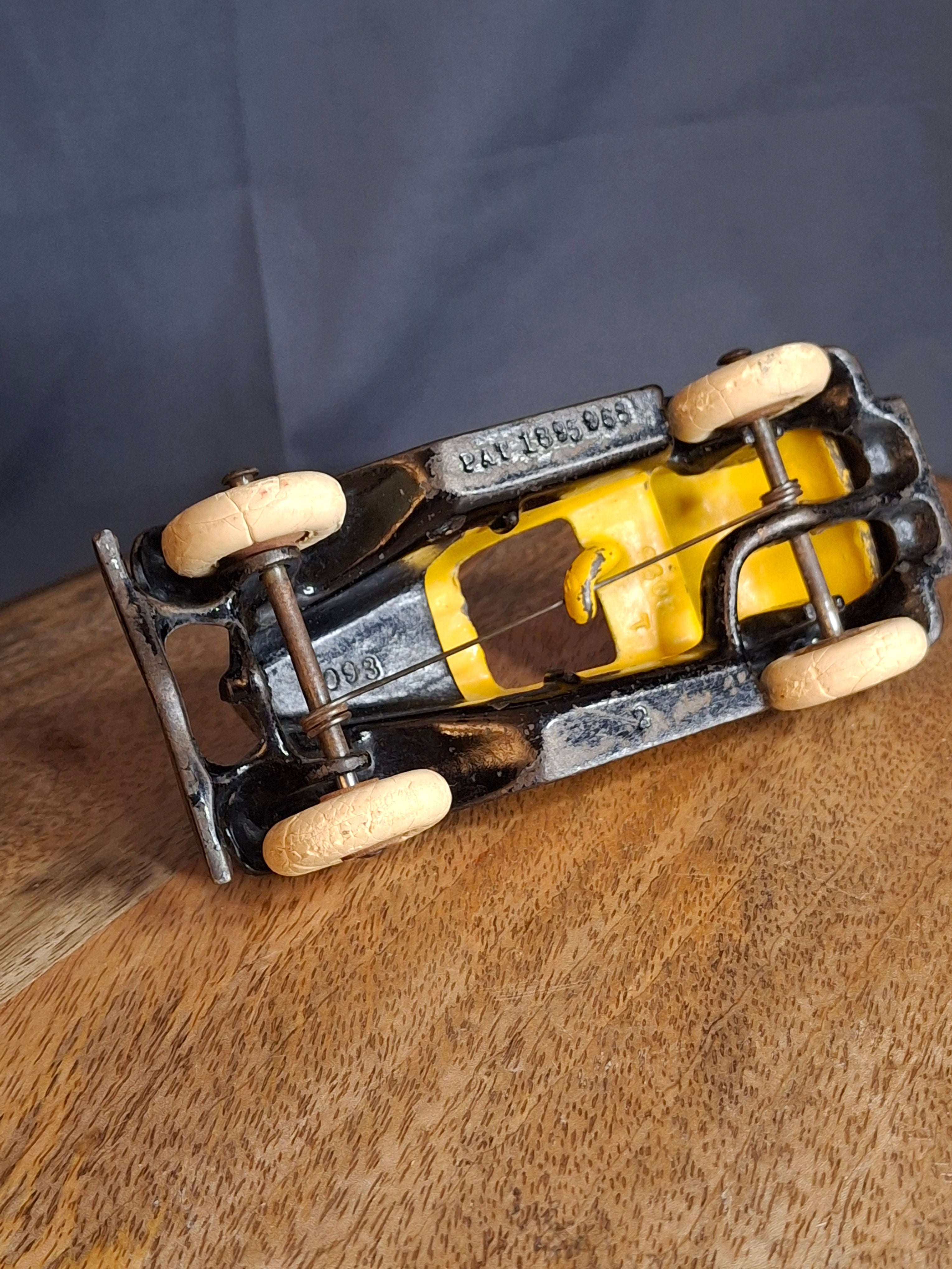 Rare 6" Deluxe Size Hubley Take-a-Part Roadster Yellow & Black Cast Iron 1933