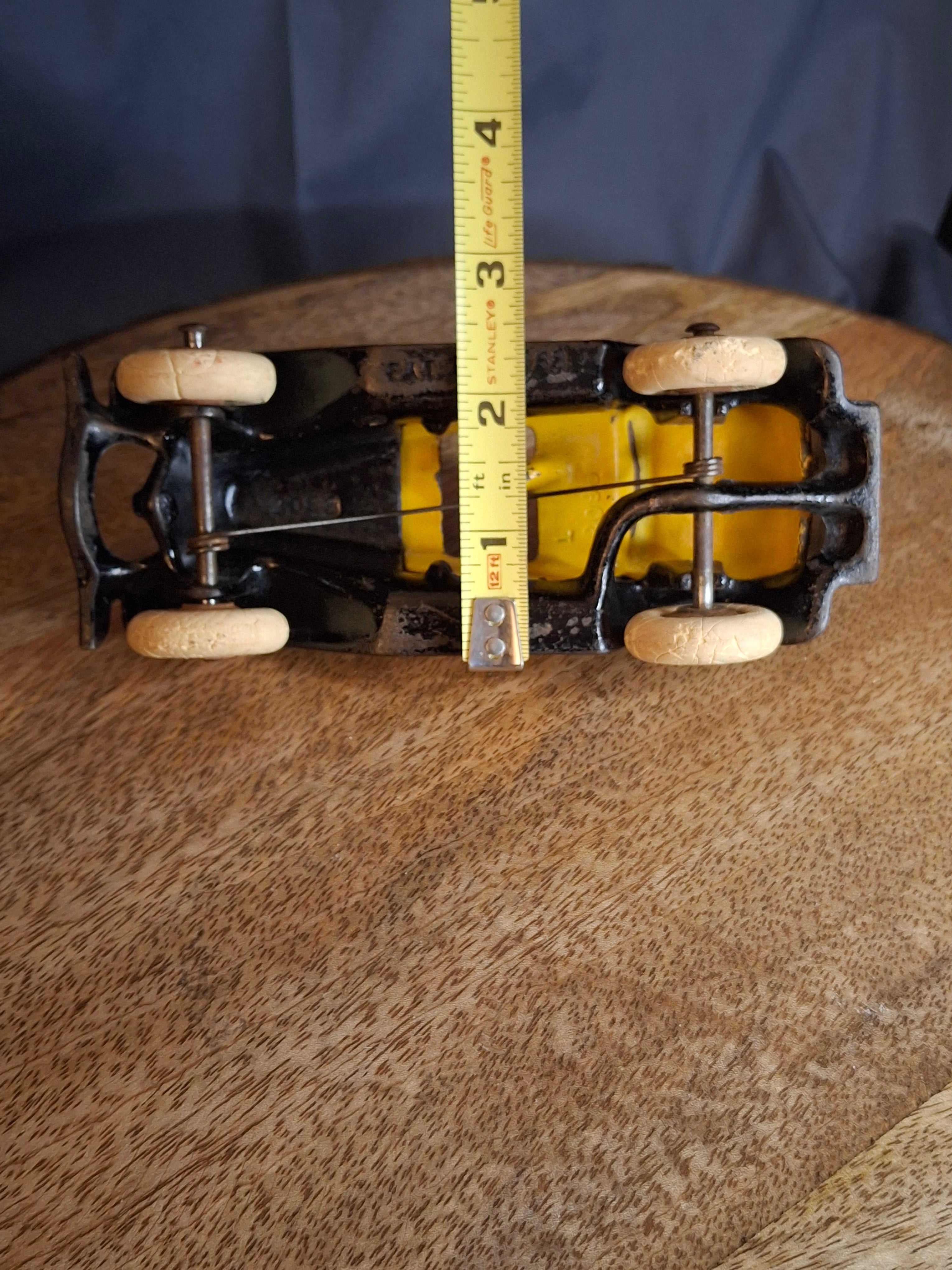 Rare 6" Deluxe Size Hubley Take-a-Part Roadster Yellow & Black Cast Iron 1933