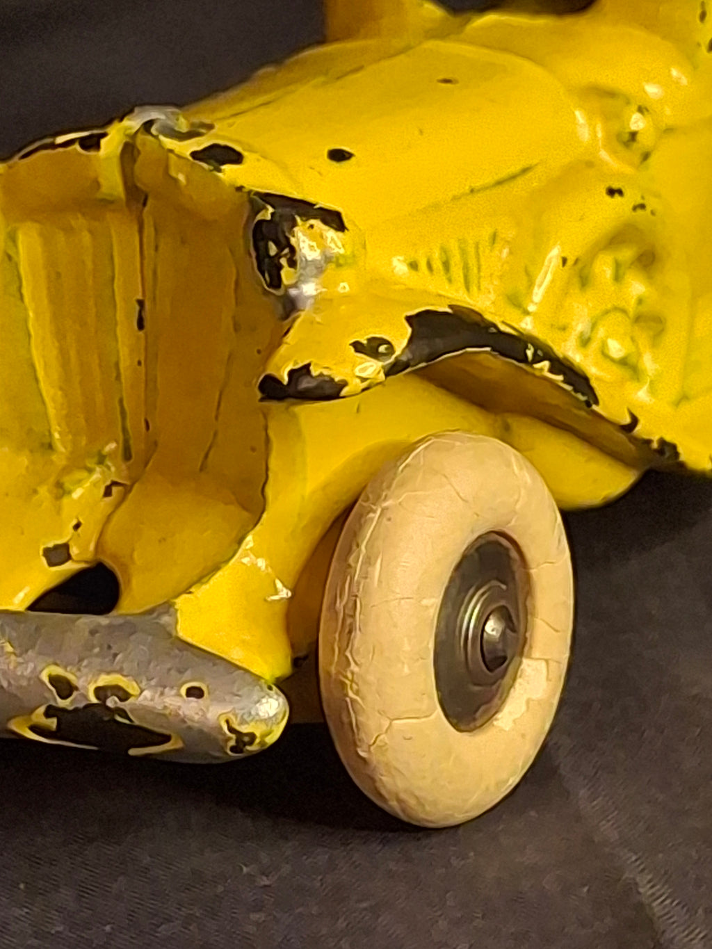 Antique A.C. Williams Cast Iron REO Royale Coupe Toy - Original Yellow Paint - Rumble Seat